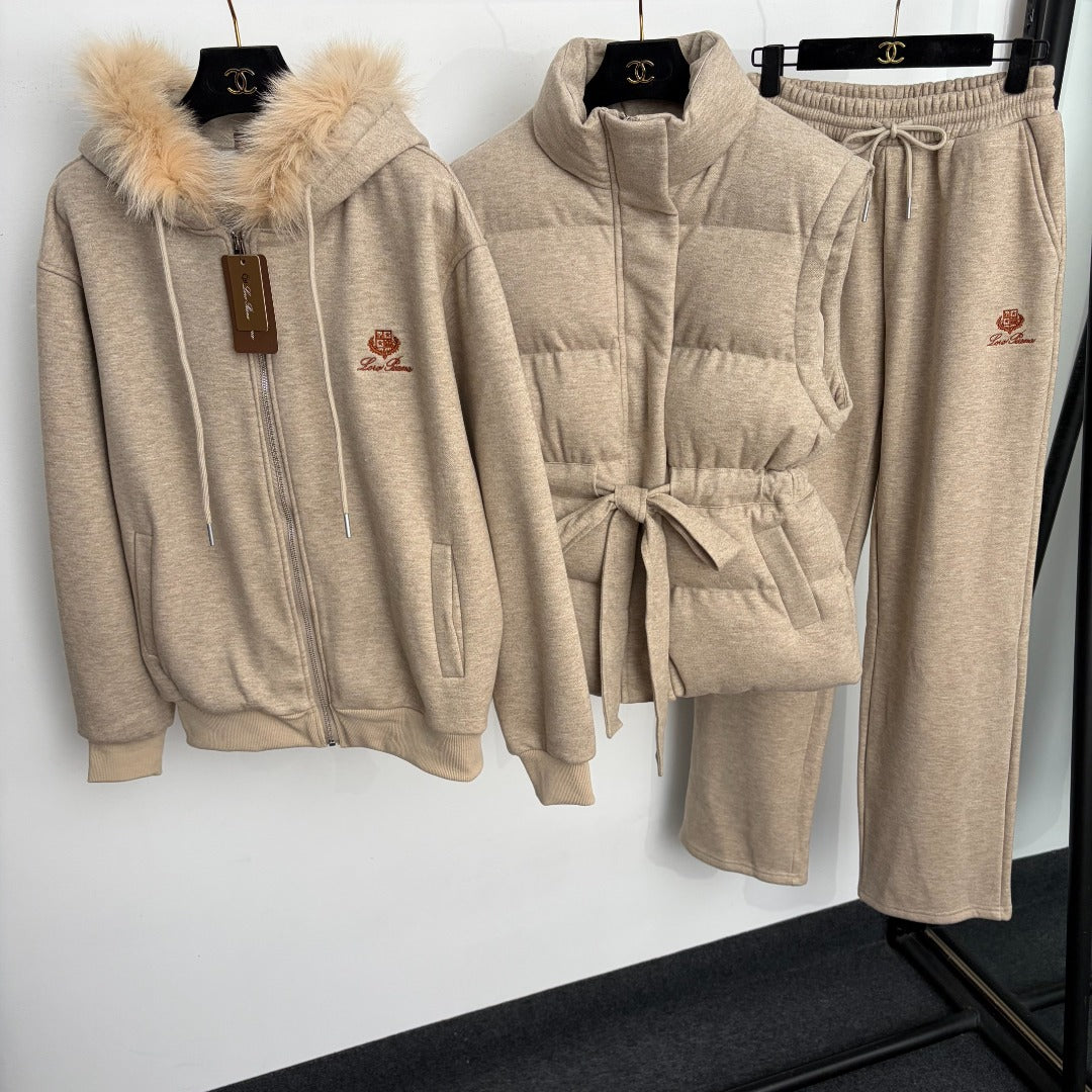 LP 26s Three-piece Fur-trim Hooded Tracksuit