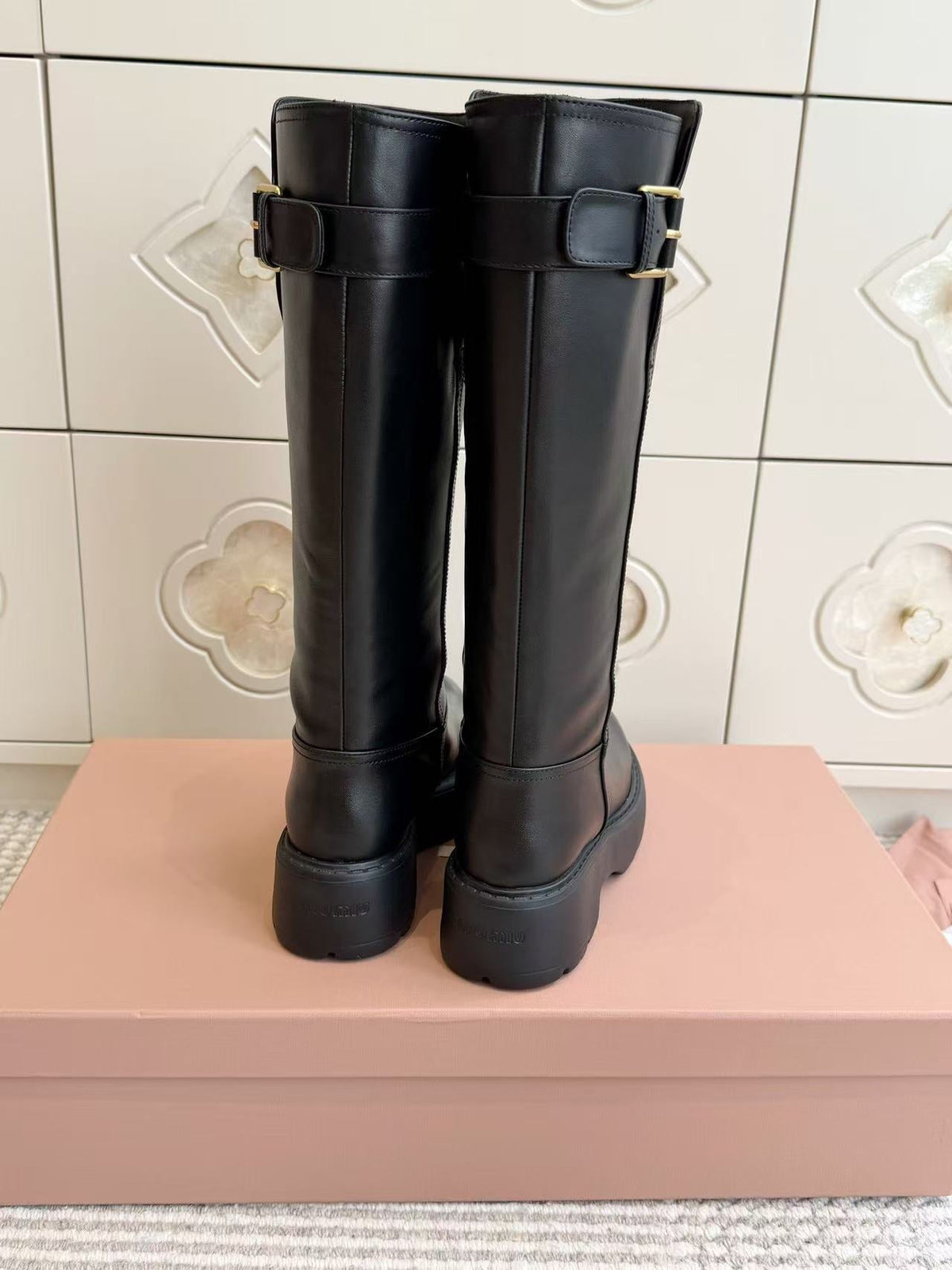 Miu Miu 26s Knee-high Riding Boots Black Calfskin
