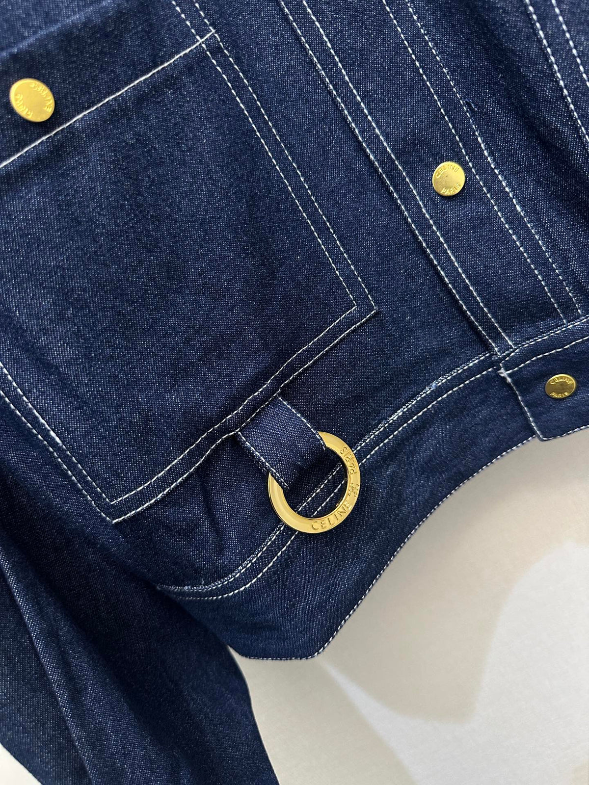 CE 26S Denim Shirt Triomphe Ring Pocket Dark Blue Cotton 437704