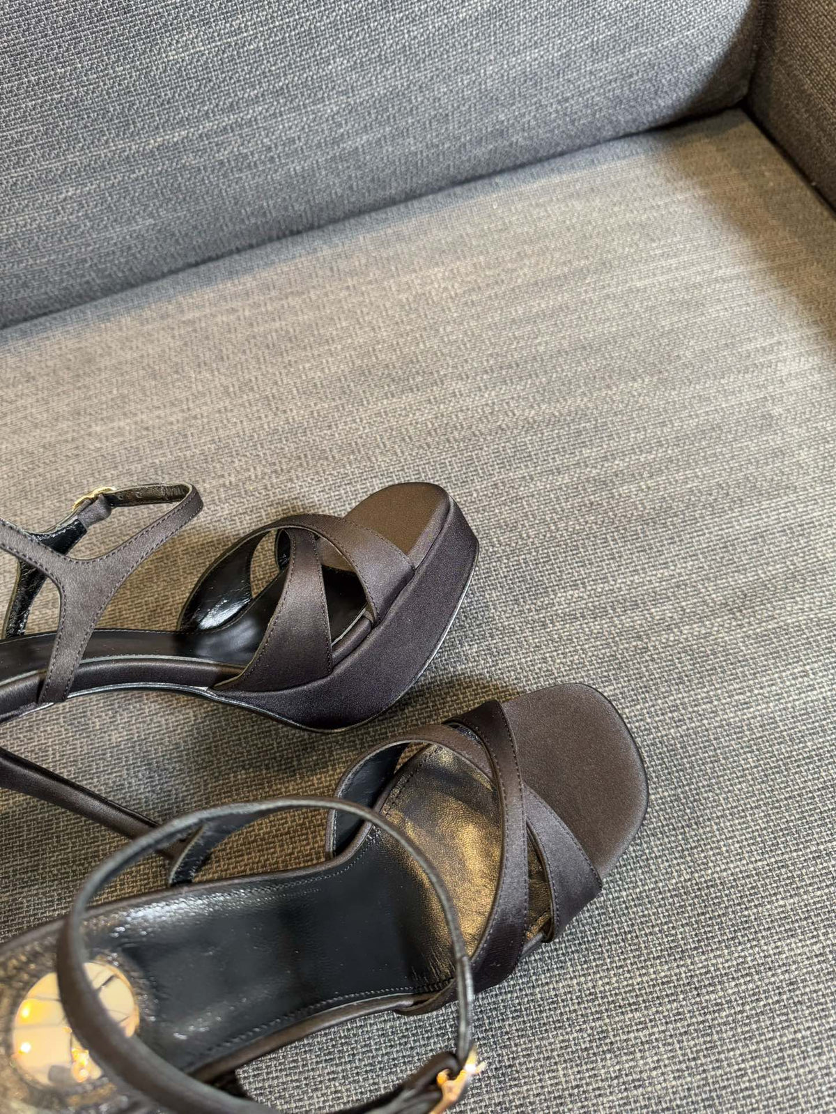 YSL 26S Cross-Strap Sandals 150 Mm Black Satin