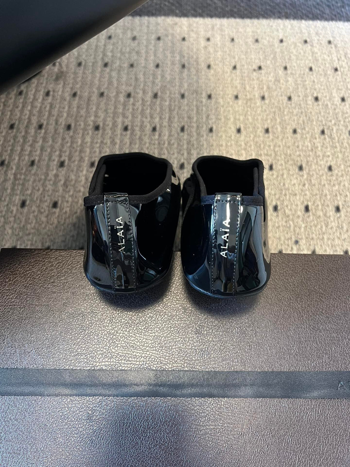Alaia Criss Cross Ballet Flats Black Patent Cowhide Leather