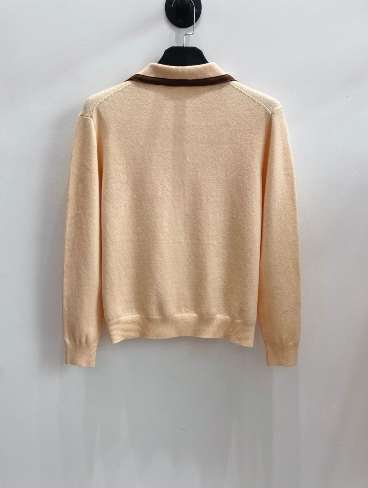 Miumiu 2026 Long-Sleeved Polo Sweater Beige Wool 433365