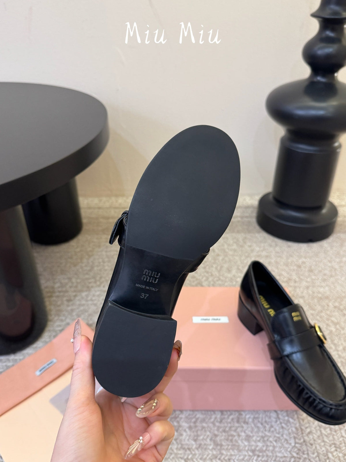 Miumiu 26s Heel Loafers 5cm Black Calfskin