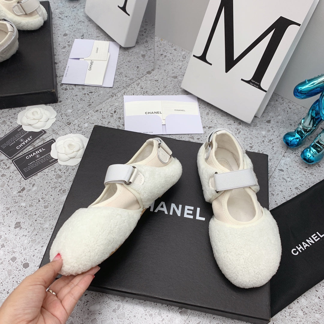 CC 26FW Shearling Mary Jane Flats Lamb Shearling 162234