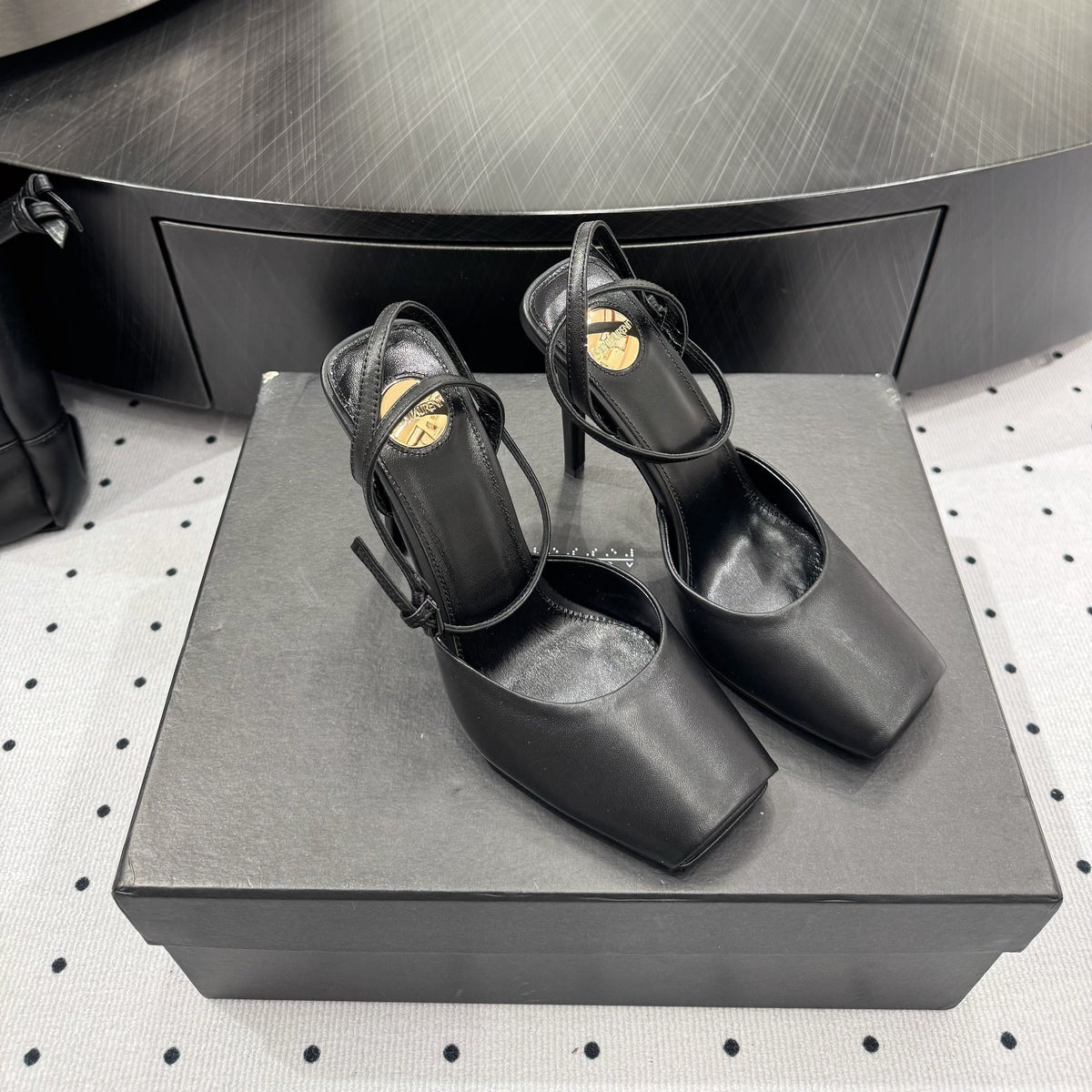 YSL 26S Square-Toe High Heels 105 Mm Black Calfskin