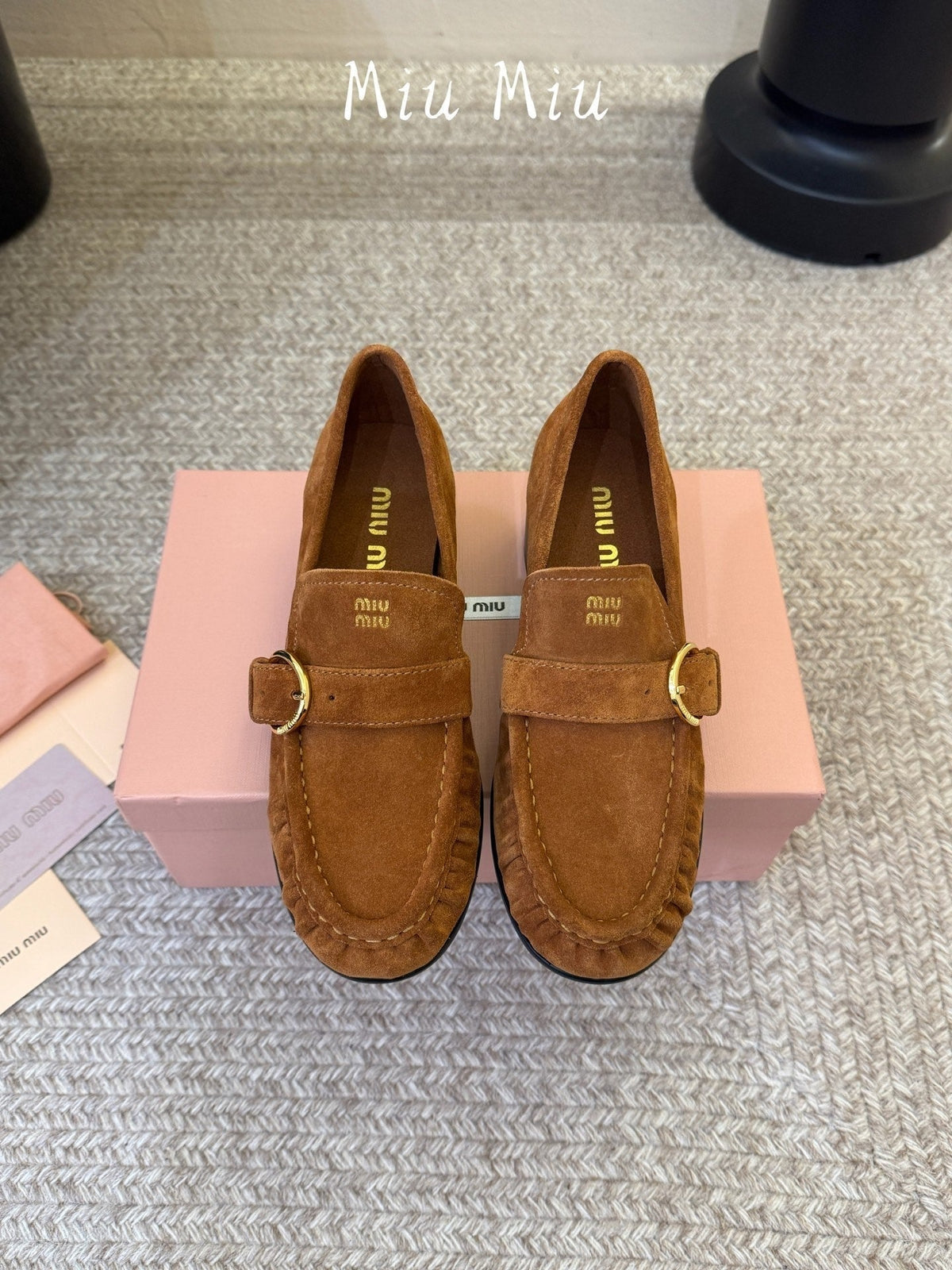 Miumiu 26s Heel Loafers 5cm Brown Suede