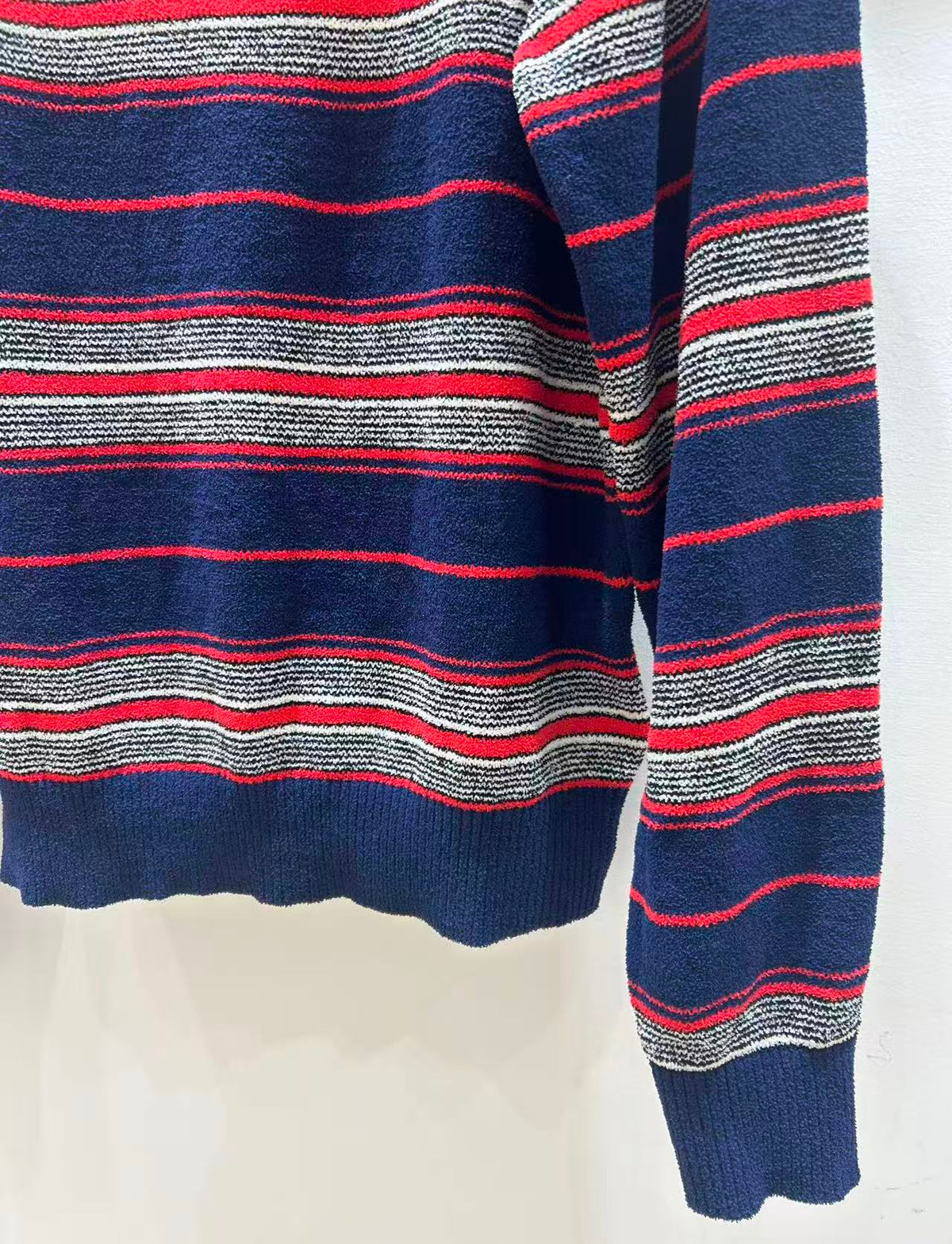 Miu Miu Striped Chenille Half-Zipper Sweater Multicolor Wool