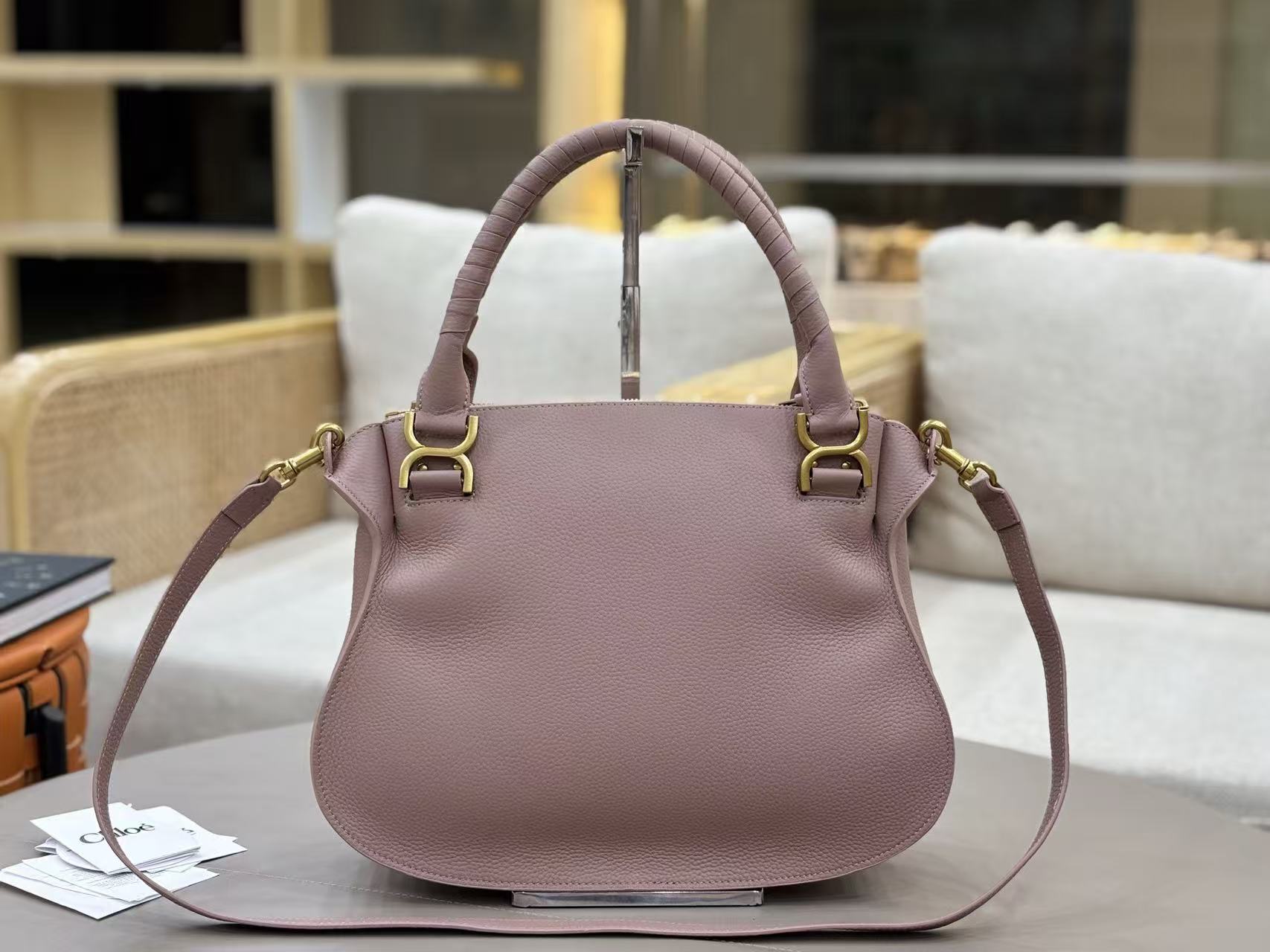 Chloe Marcie Bag Muted Pink Grain Leather