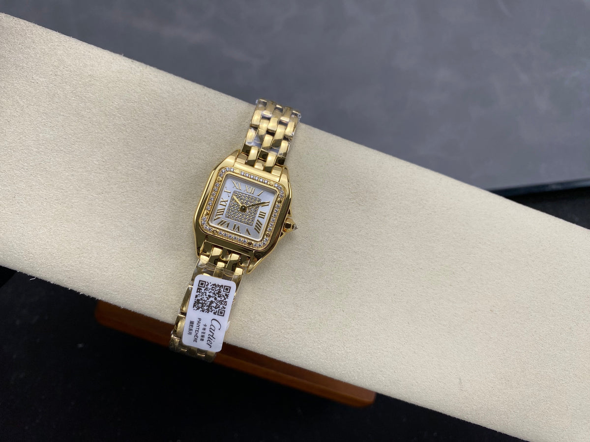 Cartier Panthère 37mm White Diamond Dial Gold Diamond Bezel