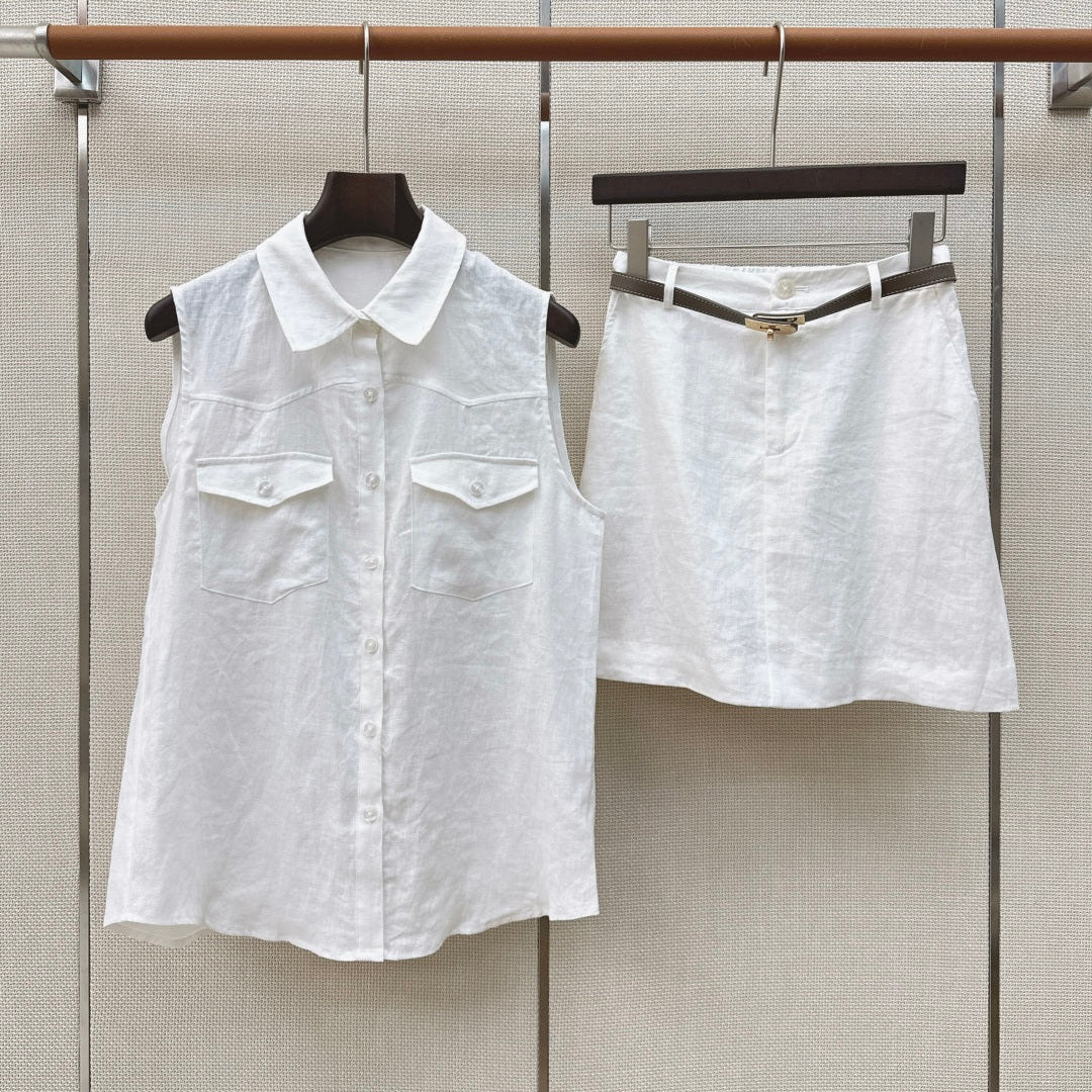 Hermes 26s Sleeveless Top & Skirt Set 774