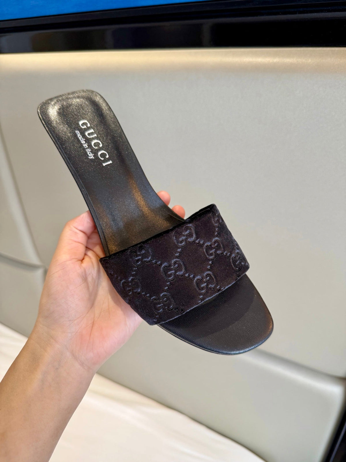 Gucci 26s Slide Sandals 5.5cm Black Velvet