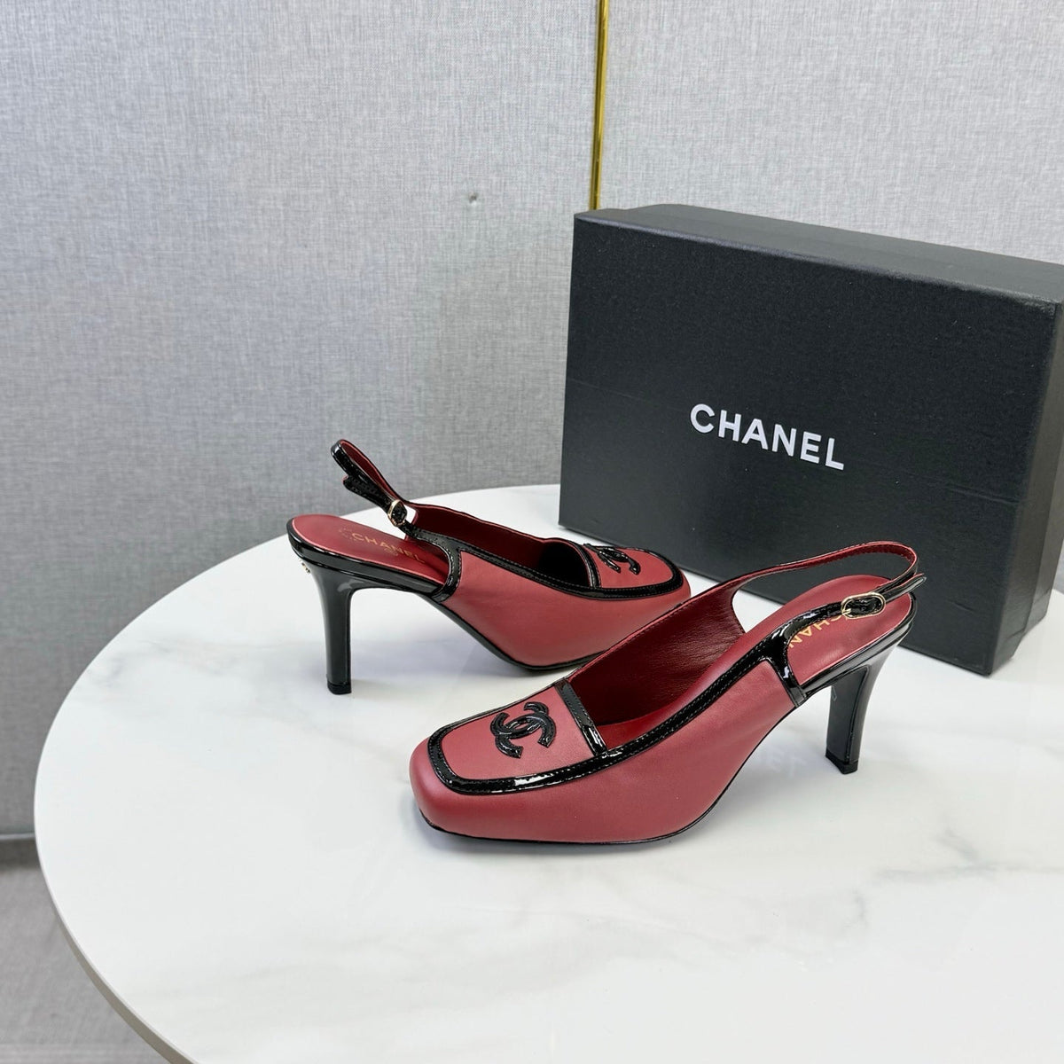 CC 26S Slip-Ons in Red Mix Black Tweed and Patent Calfskin (Copy)