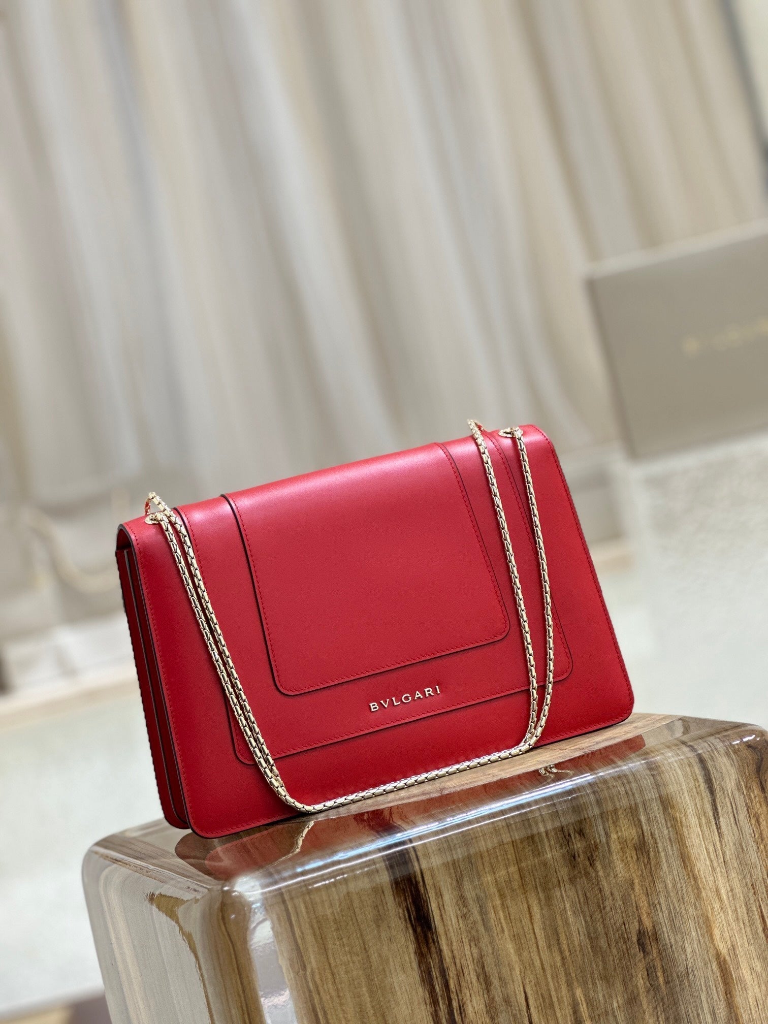 BVL Serpenti Forever Shoulder Bag 28cm Red Cowhide GHW 188667