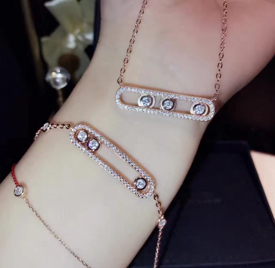 Messika Baby Move Paved Pink Gold Diamond Bracelet