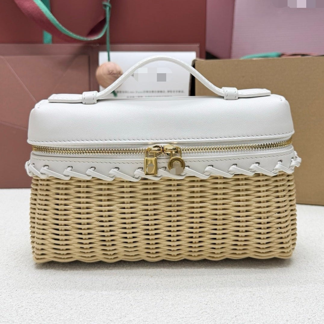 Loro Piana 2026 Extra Pocket L19 Bag Beige Pink Rattan Leather