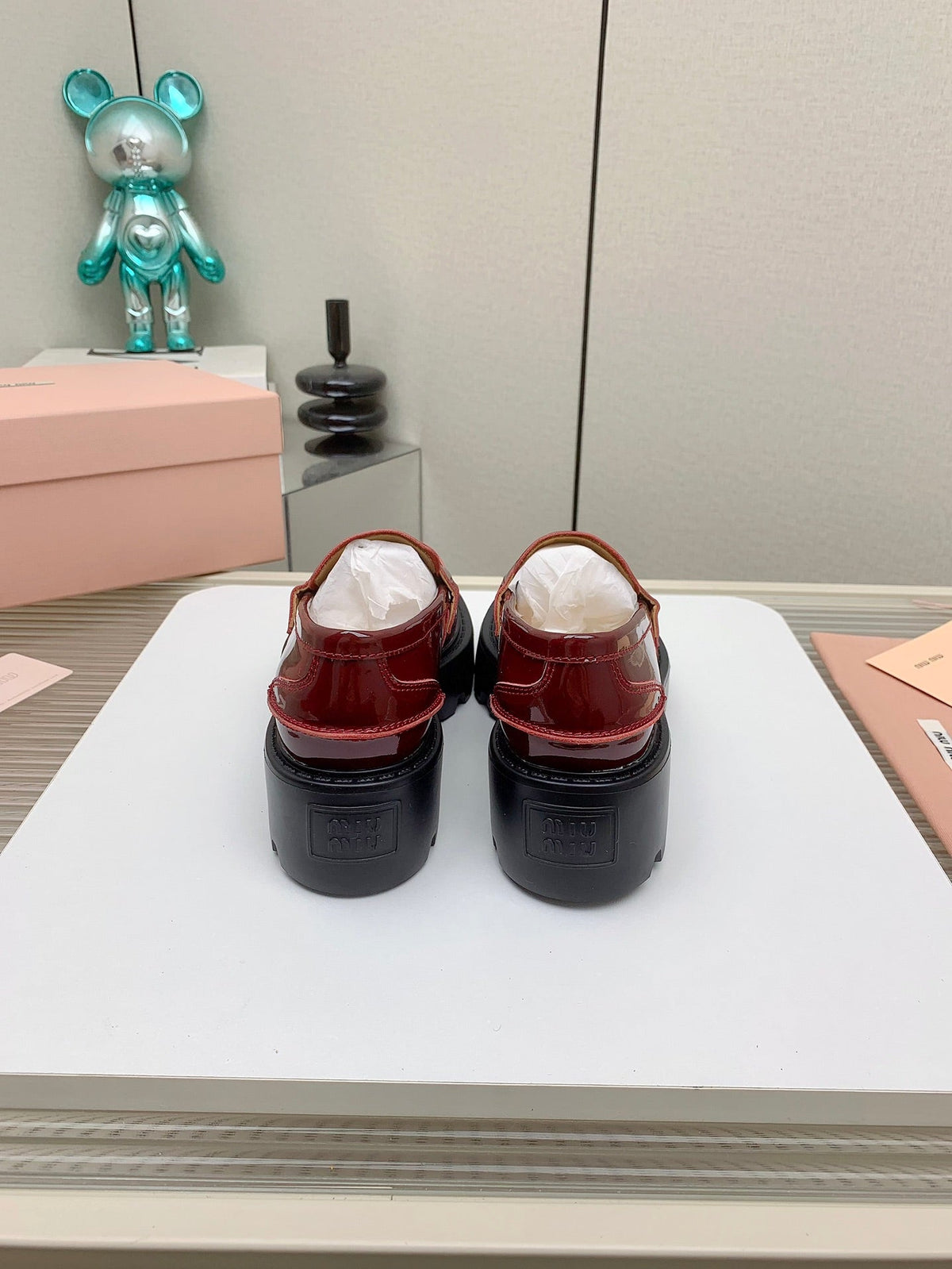 Miu 26FW Coin Loafers Burgundy Cowhide Leather 159439