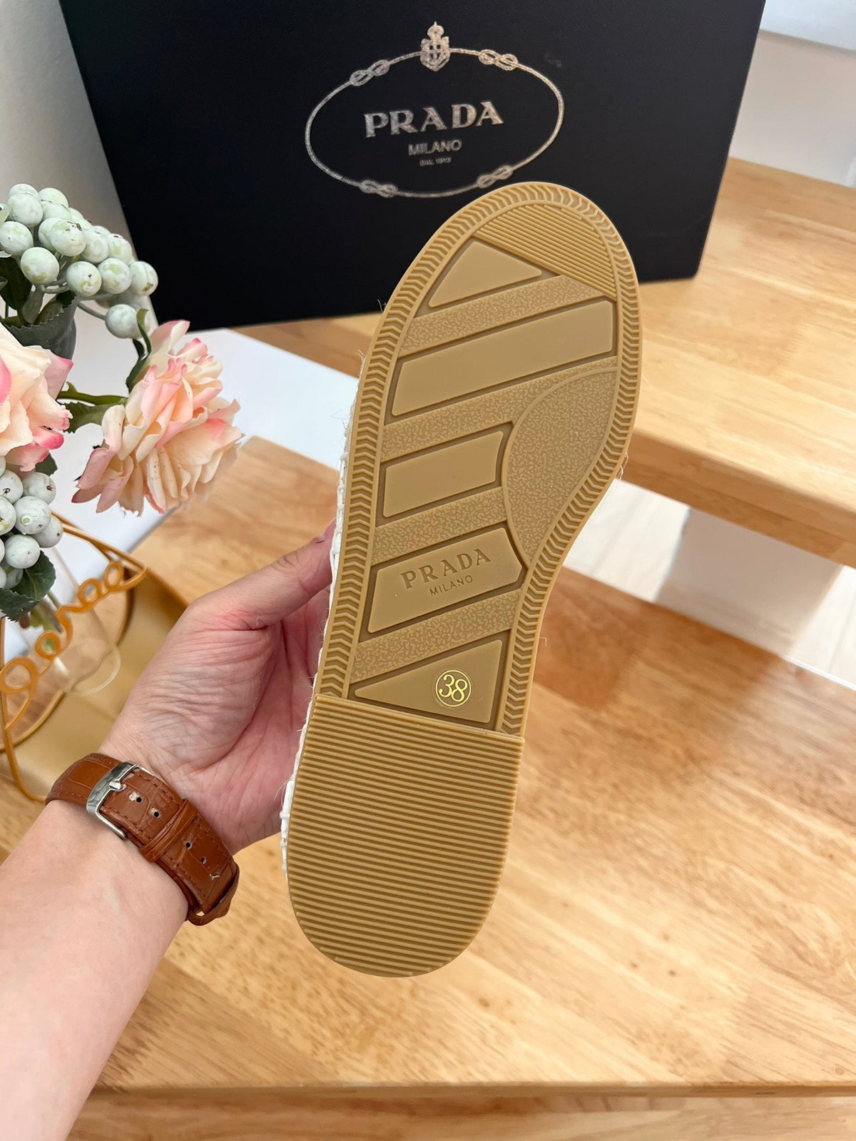 Prada 26s Embroidered Logo Espadrille Flats Ivory White Mesh Calfskin