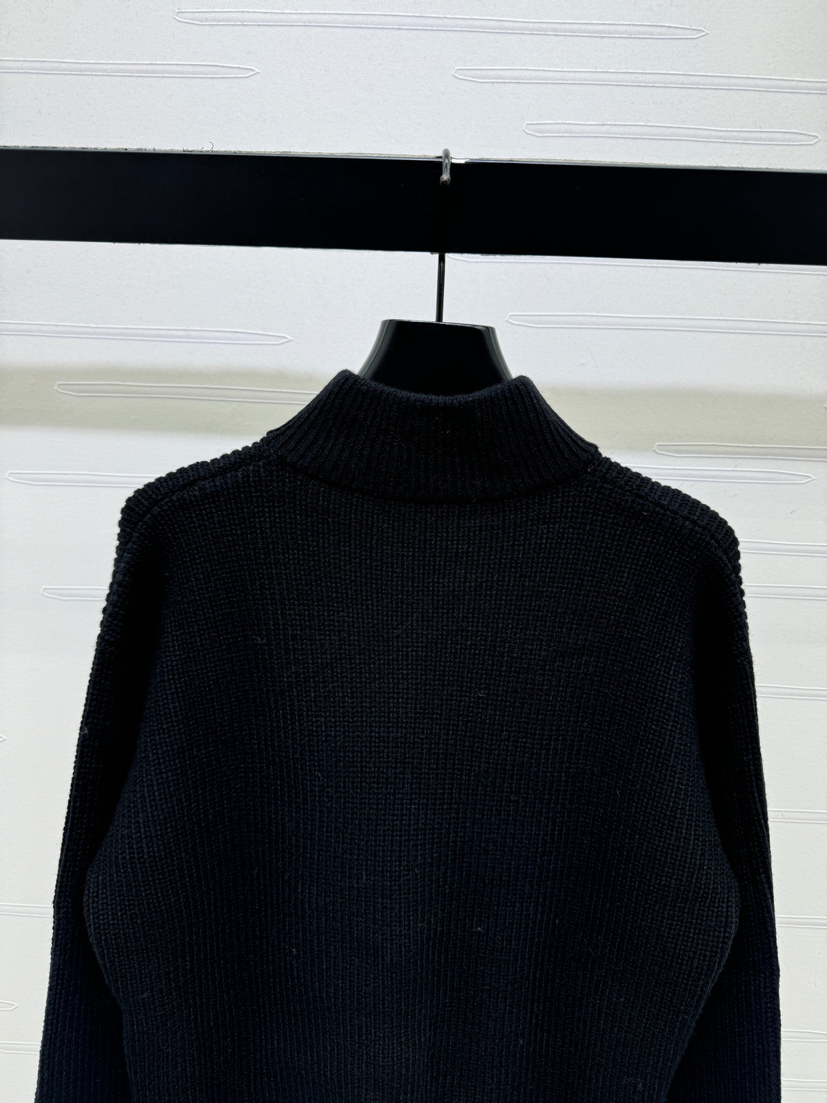 Celine 2026 Stand-up Collar Zip-up Long-sleeved Knit Cardigan Black Wool 430325