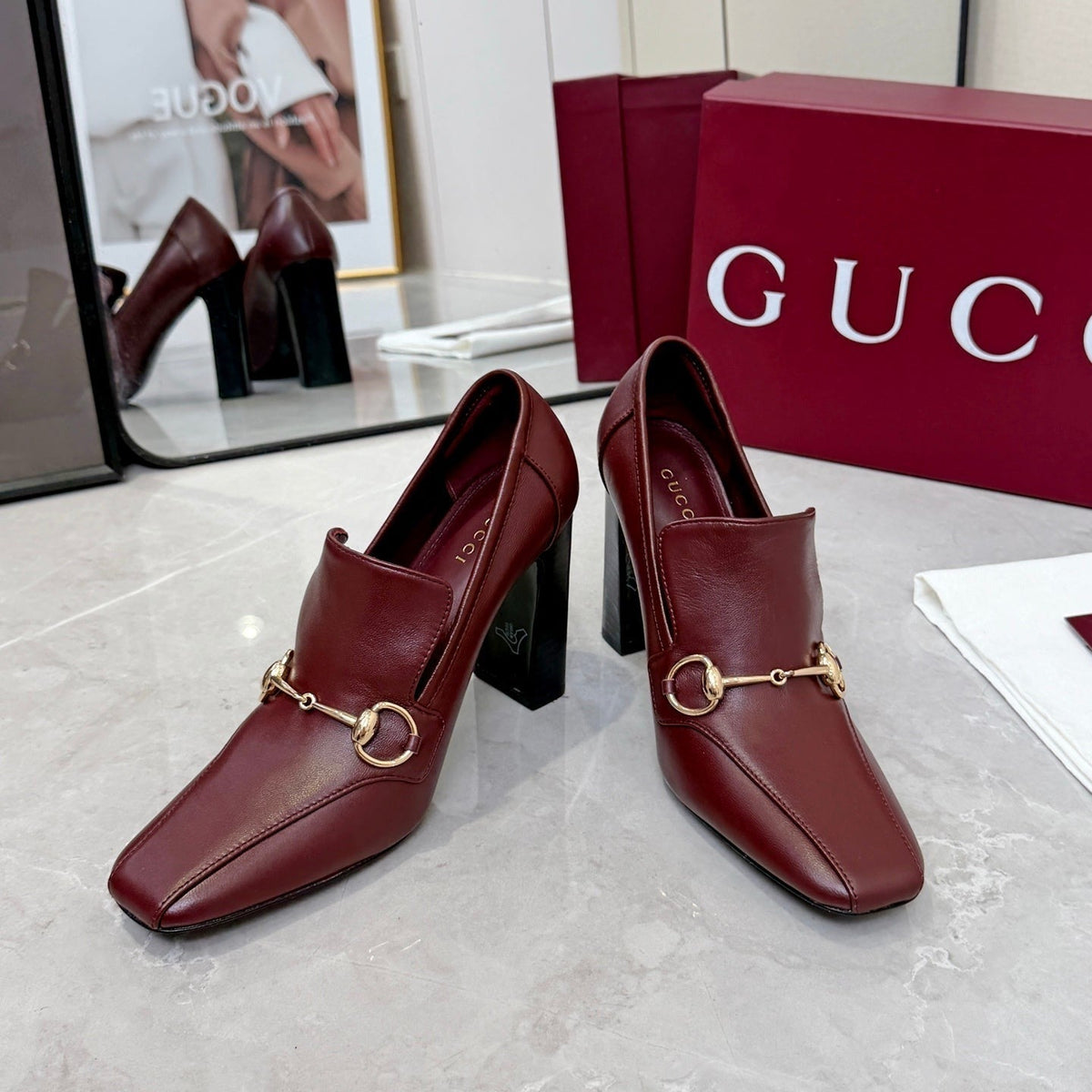 GG 26S Horsebit Loafers 10cm Block Heel Leather 157229