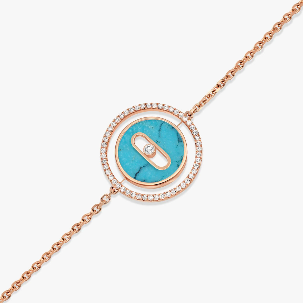 Messika Lucky Move Turquoise Pink Gold Diamond Bracelet
