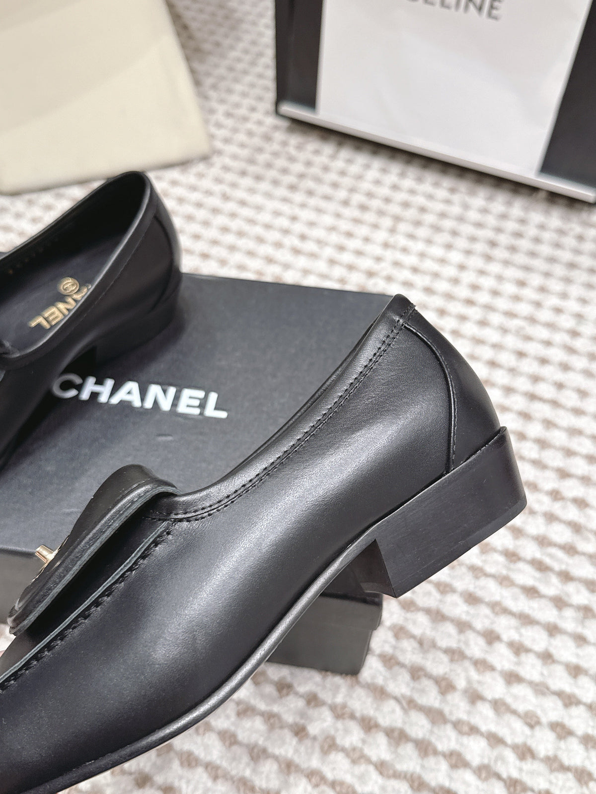 CC 26S Loafers in Black Calfskin with Gold-Tone CC Logo