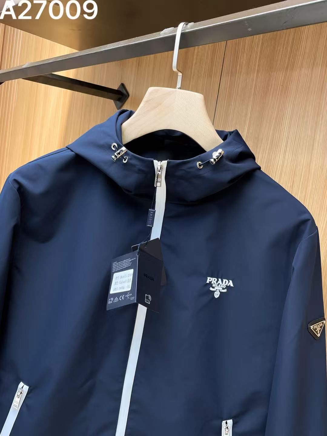 Pra Hooded Blouson Jacket Navy Blue Re-Nylon