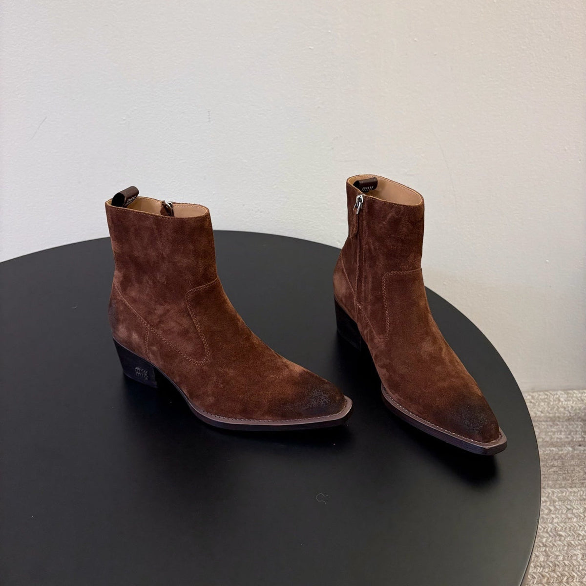 Miumiu 26s Western Ankle Boots Brown Suede