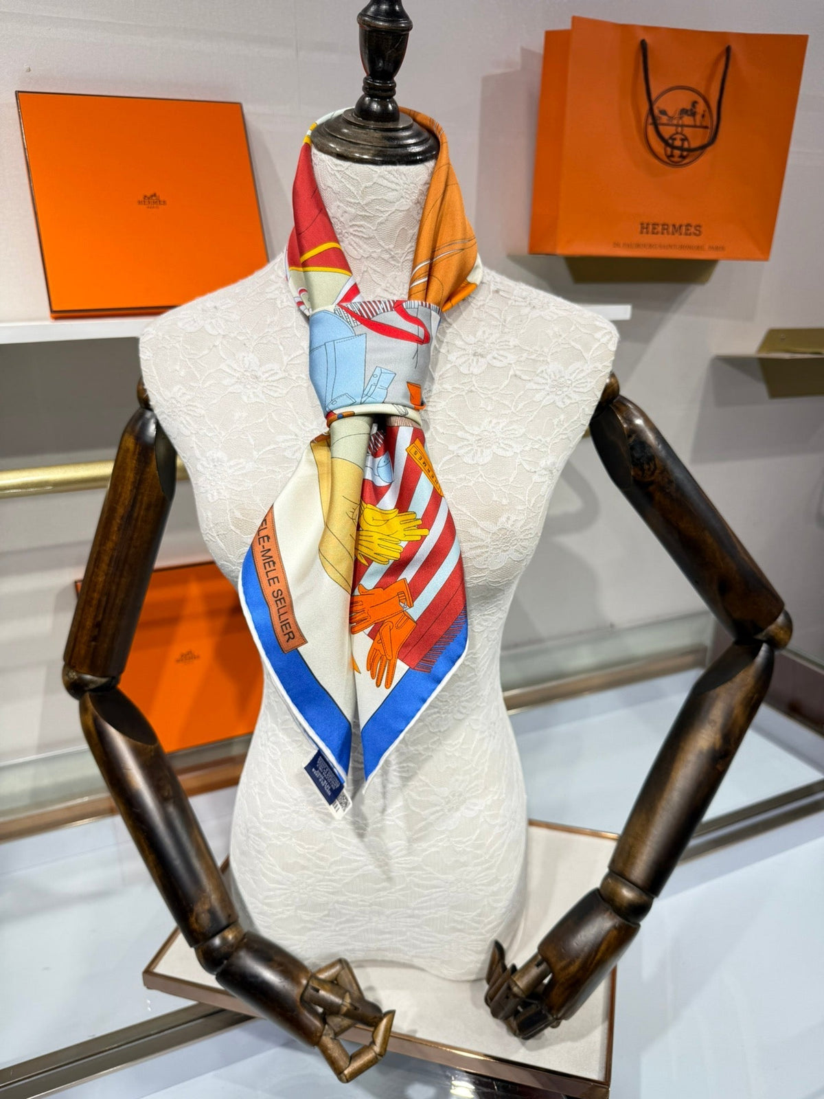 Hermès 2026 Pêle-Mêle Sellier Scarf 90cm Colorful Silk 218413