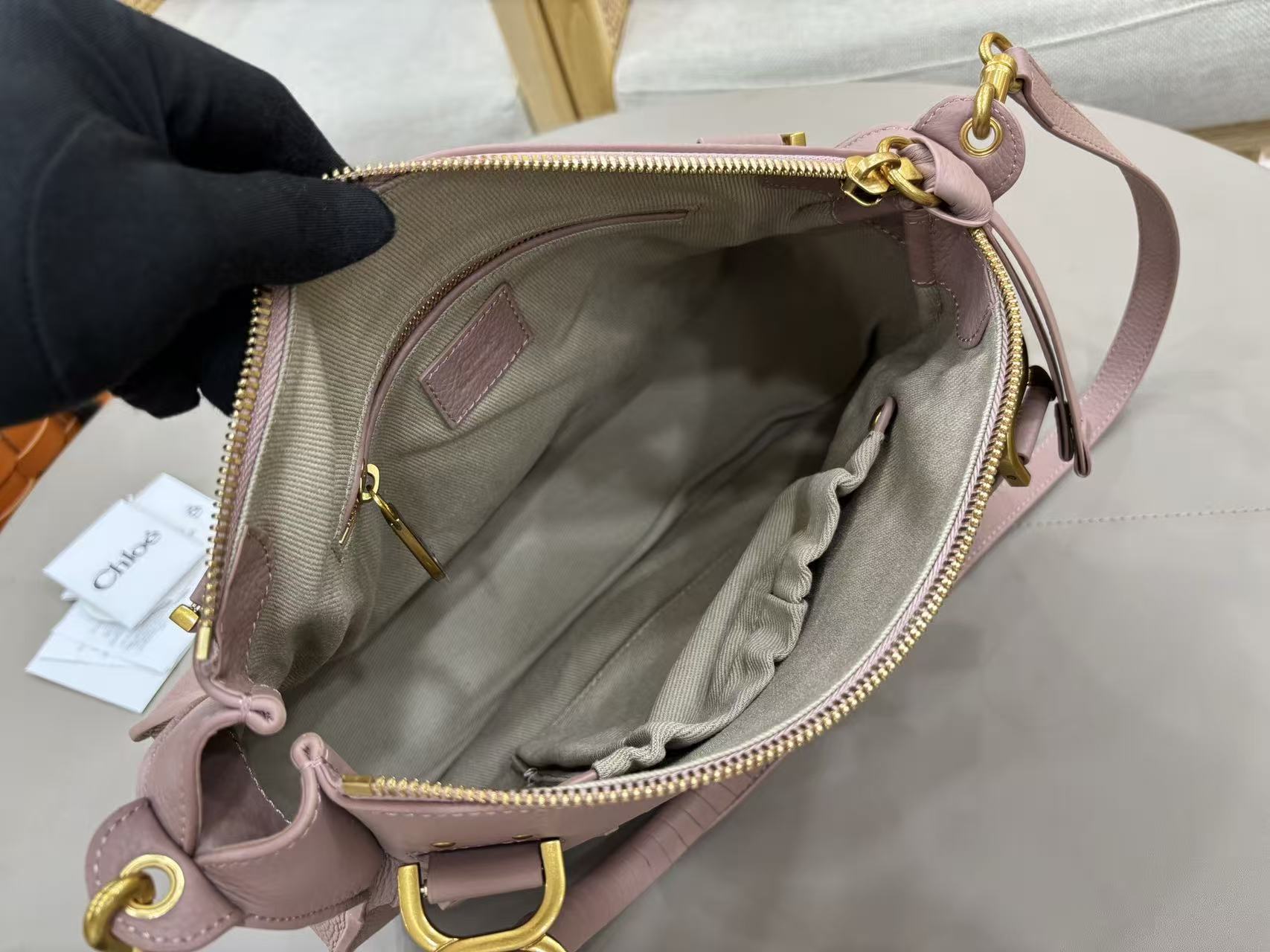 Chloe Marcie Bag Muted Pink Grain Leather