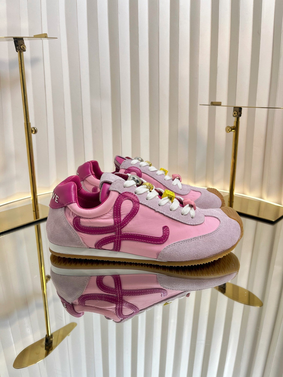 Loewe 26S Runner 2.0 Sneakers in Pink Suede and Fabric