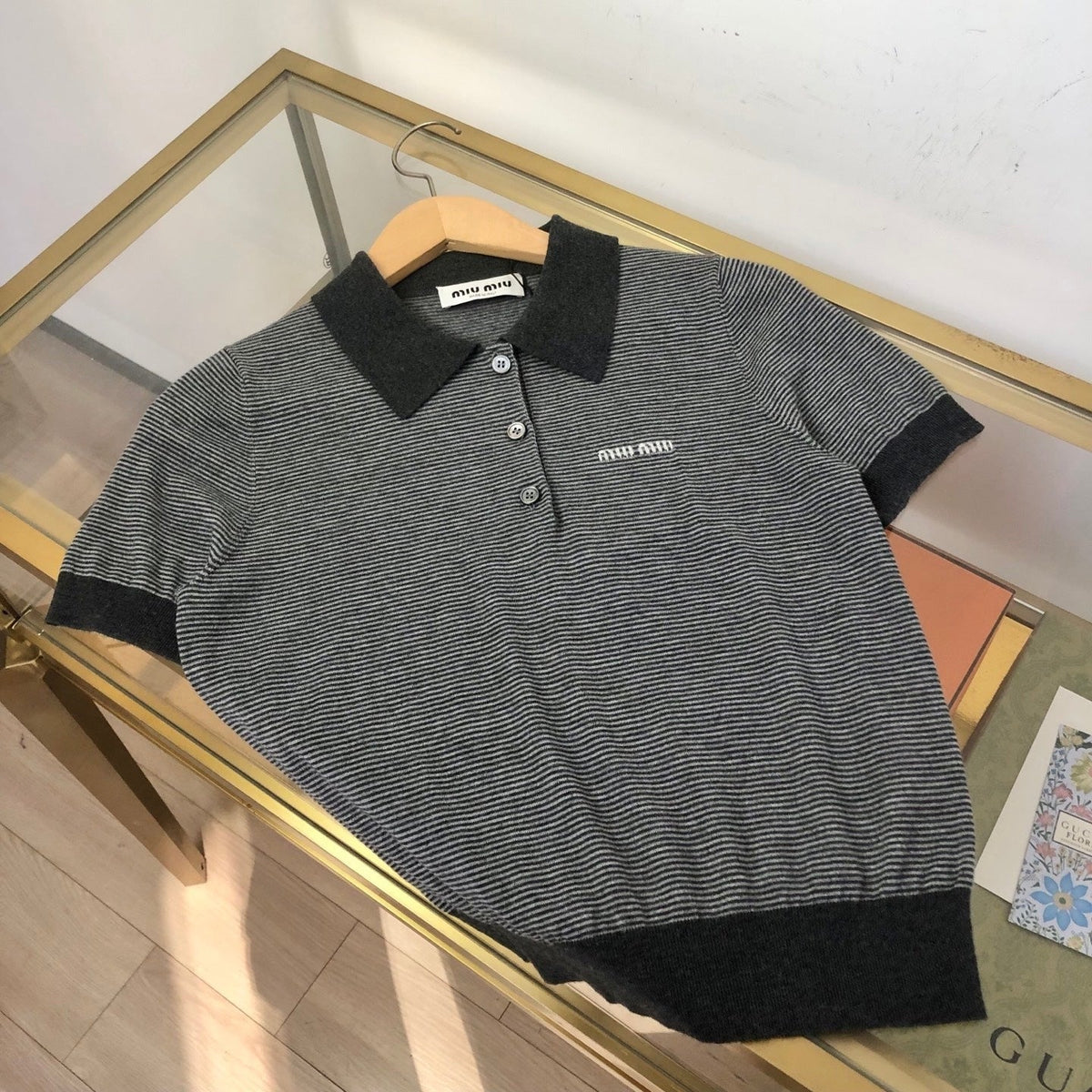Miumiu 2026 Polo Shirt Gray Cashmere And Silk 435404