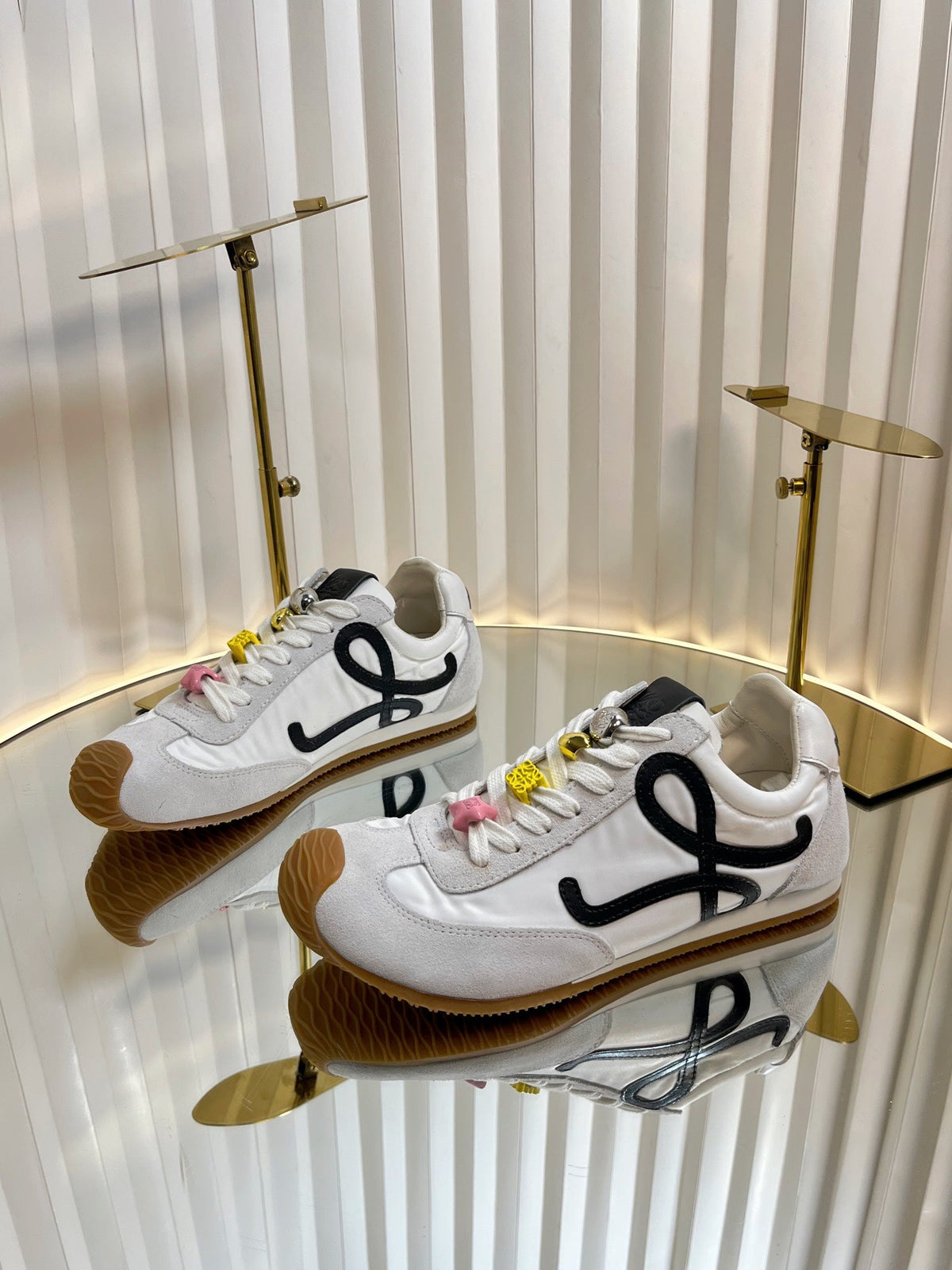 Loewe 26S Runner 2.0 Sneakers in White Fabric and Suede