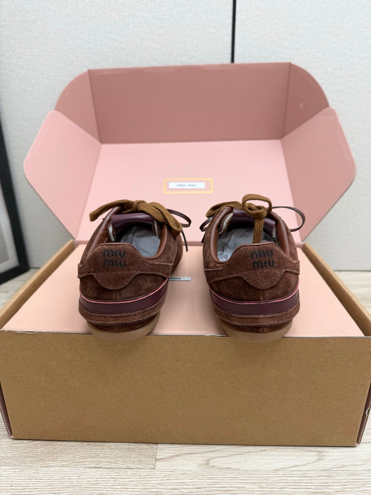 Miumiu 26s Sneakers Dark Brown Suede Style 11