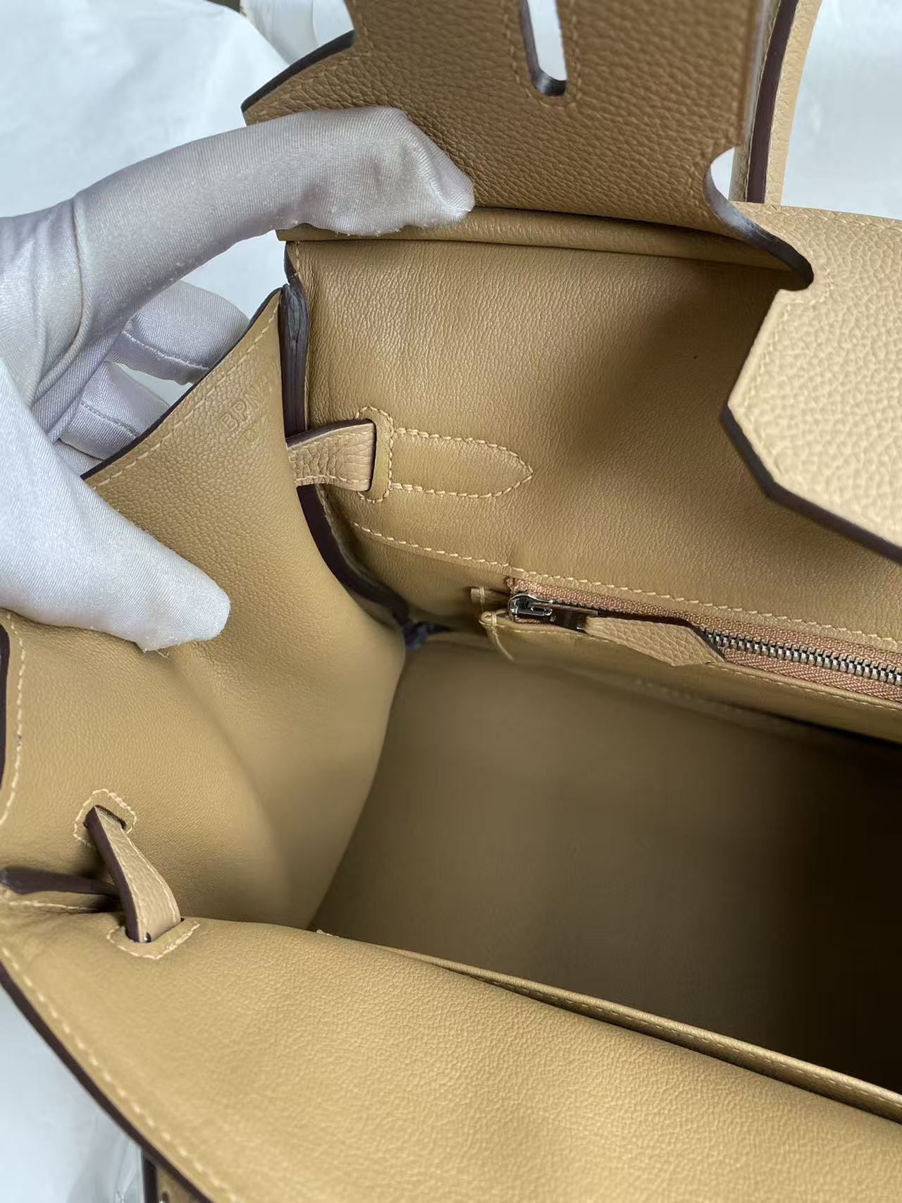 HM BIRKIN 25CM BEIGE TOGO LEATHER SLIVER HARDWARE