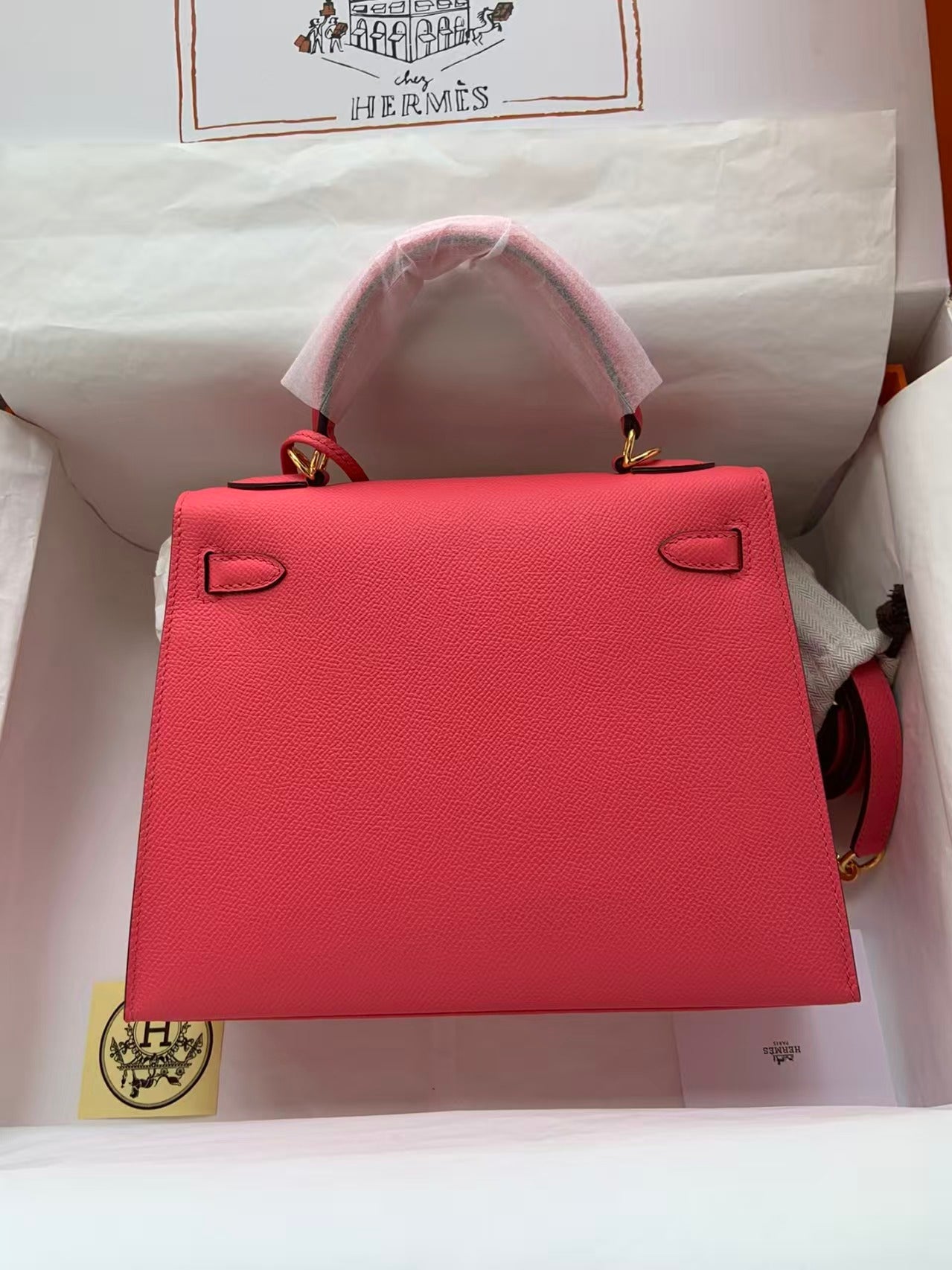 HM Kelly Sellier 25 Bag Rose Extreme Epsom Leather