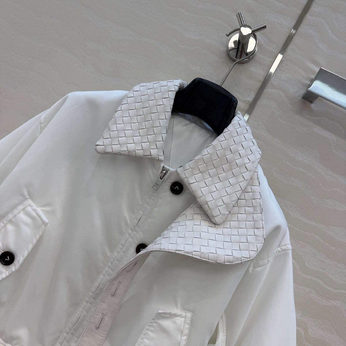 BV 26S Intrecciato Collar Padded Bomber Jacket Polyester 435629