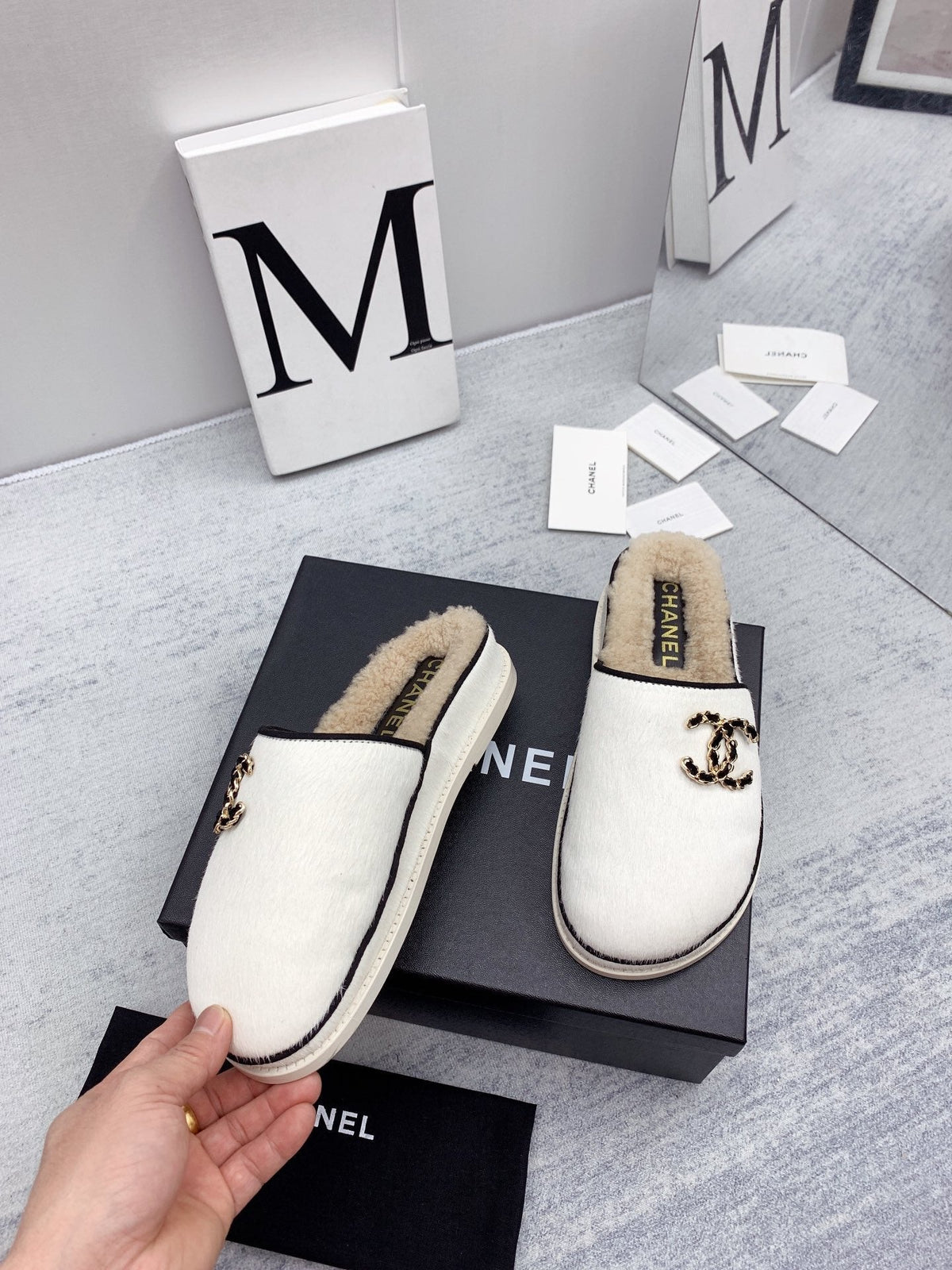 CC 26FW Shearling Mules Double Pony Hair 161799