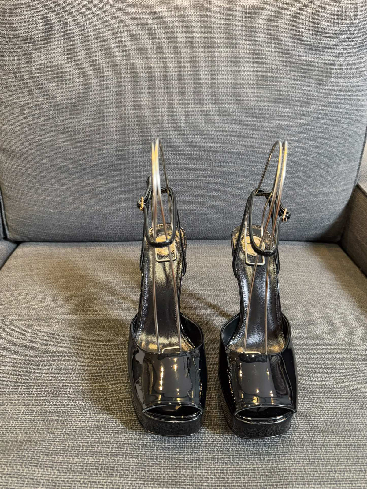 YSL 26S Platform Sandals 150 Mm Black Patent Calfskin