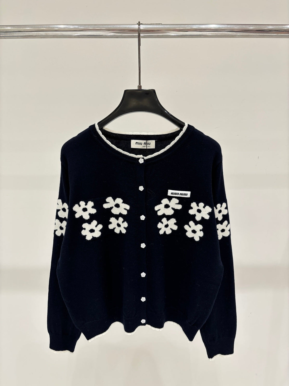 Miumiu 2026 Crew-Neck Embroidered Cardigan Wool 431814