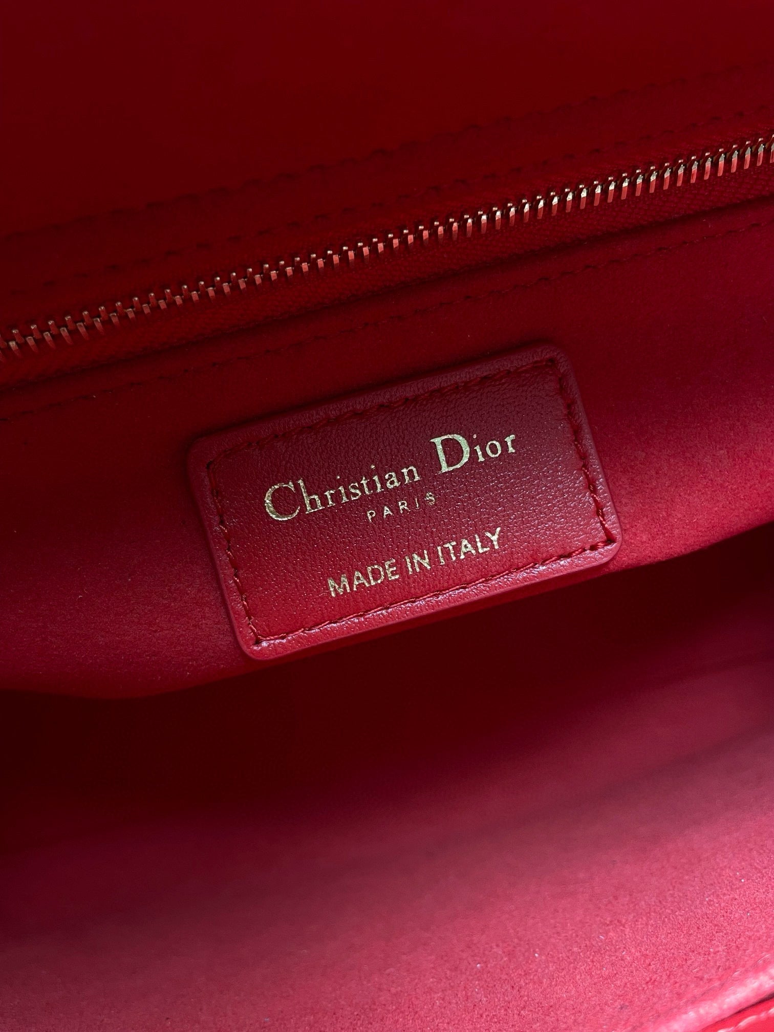 medium lady 24 red calfskin gold hardware