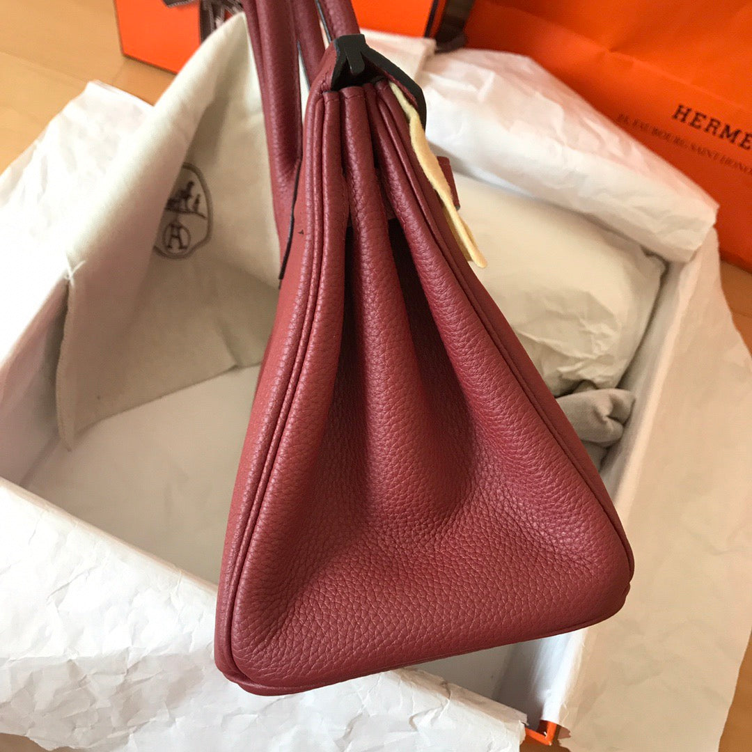 HM BIRKIN 25CM RED WINE TOGO LEATHER GOLD HARDWARE