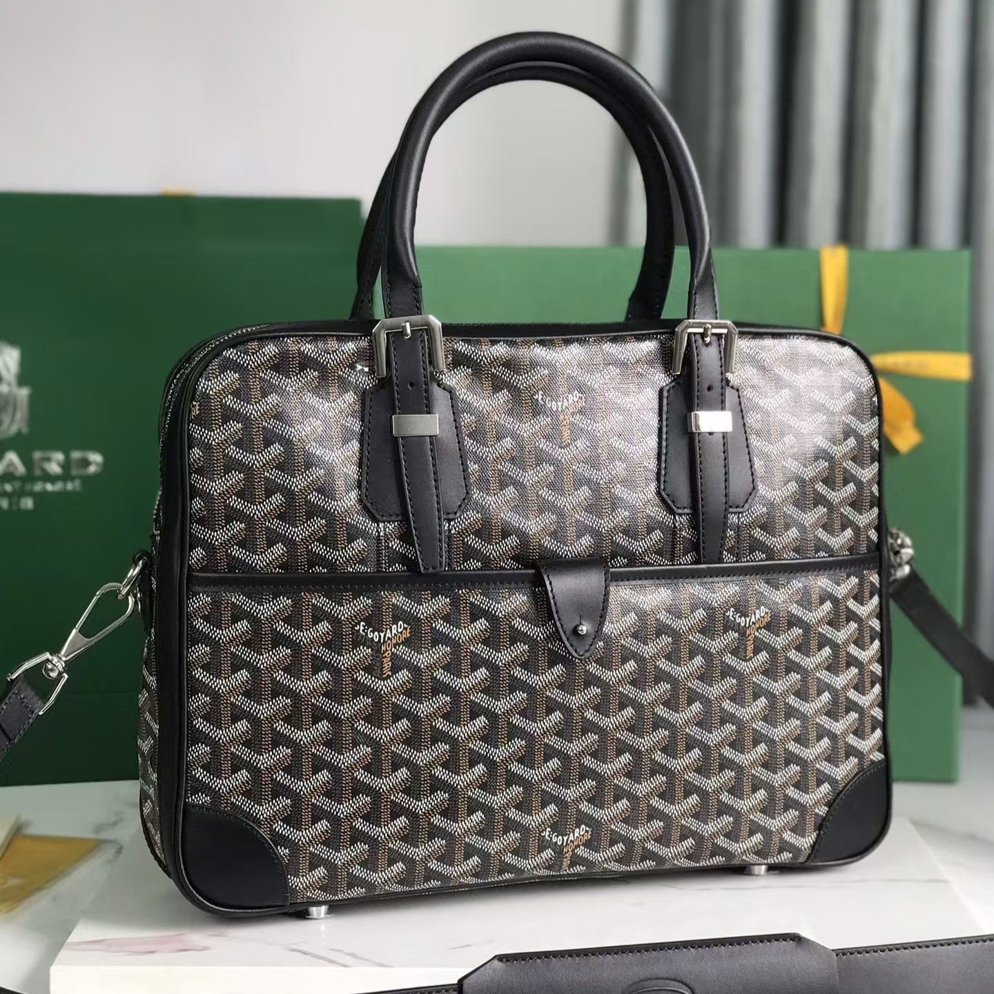 Goya Black Diplomat Briefcase Business Handbag