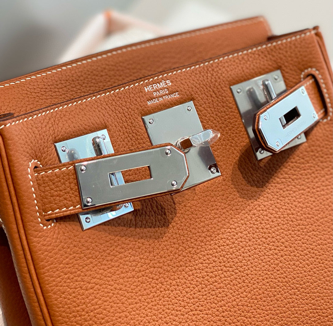 HM HAC A DOS PM 26CM GOLD TOGO LEATHER SILVER HARDWARE