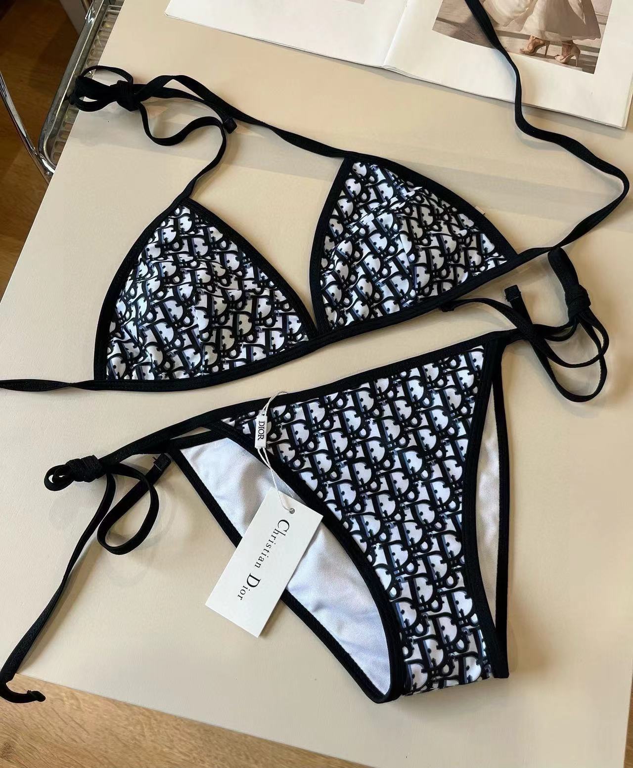 CD Oblique Bikini Navy Blue Polyamide