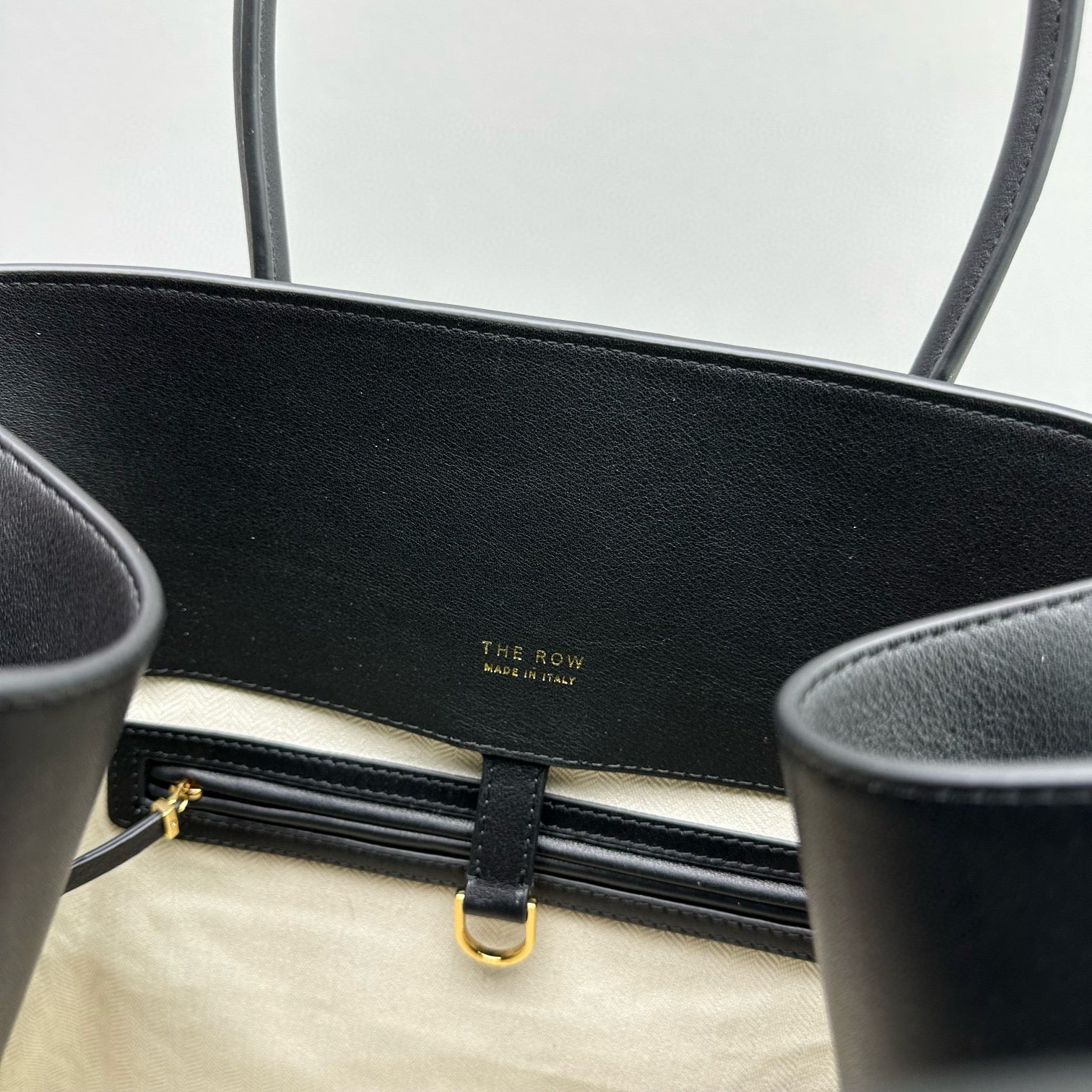 The Row Margaux 17 Black Cowhide