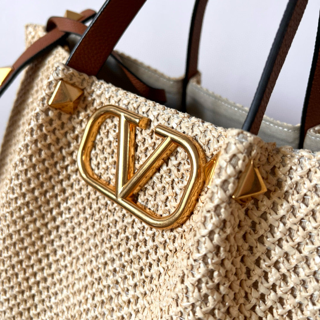 Gravani Straw Summer 35cm Beige Brown Bag