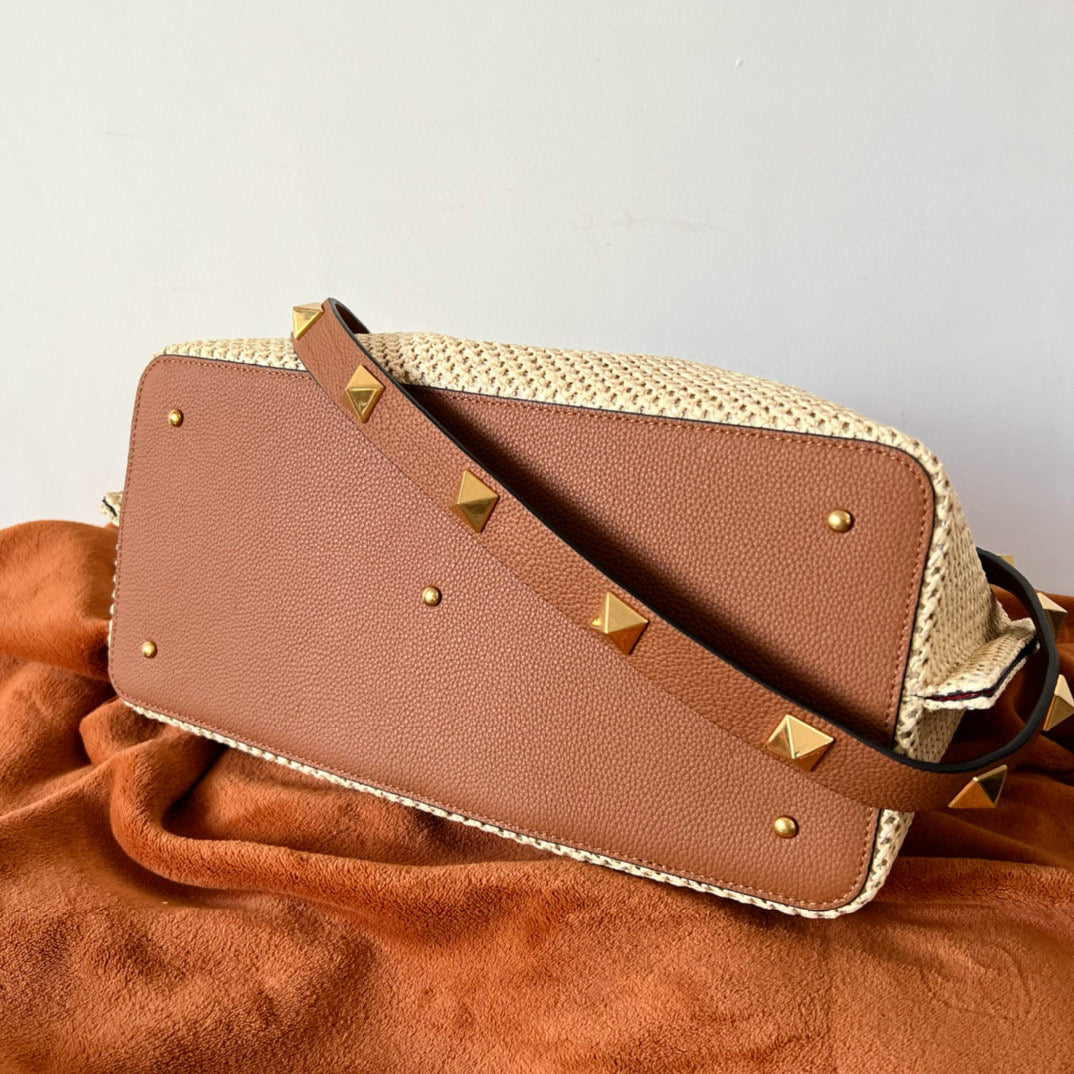 Gravani Straw Summer 35cm Beige Brown Bag