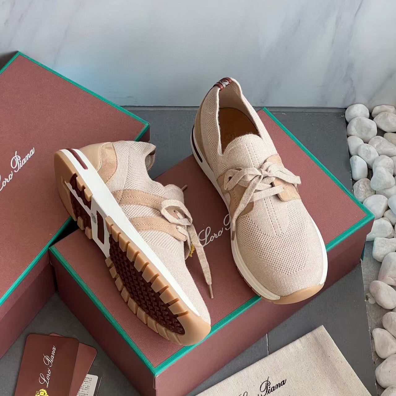 LP Lady Flexy Walk Sneaker Light Brown Wool Leather