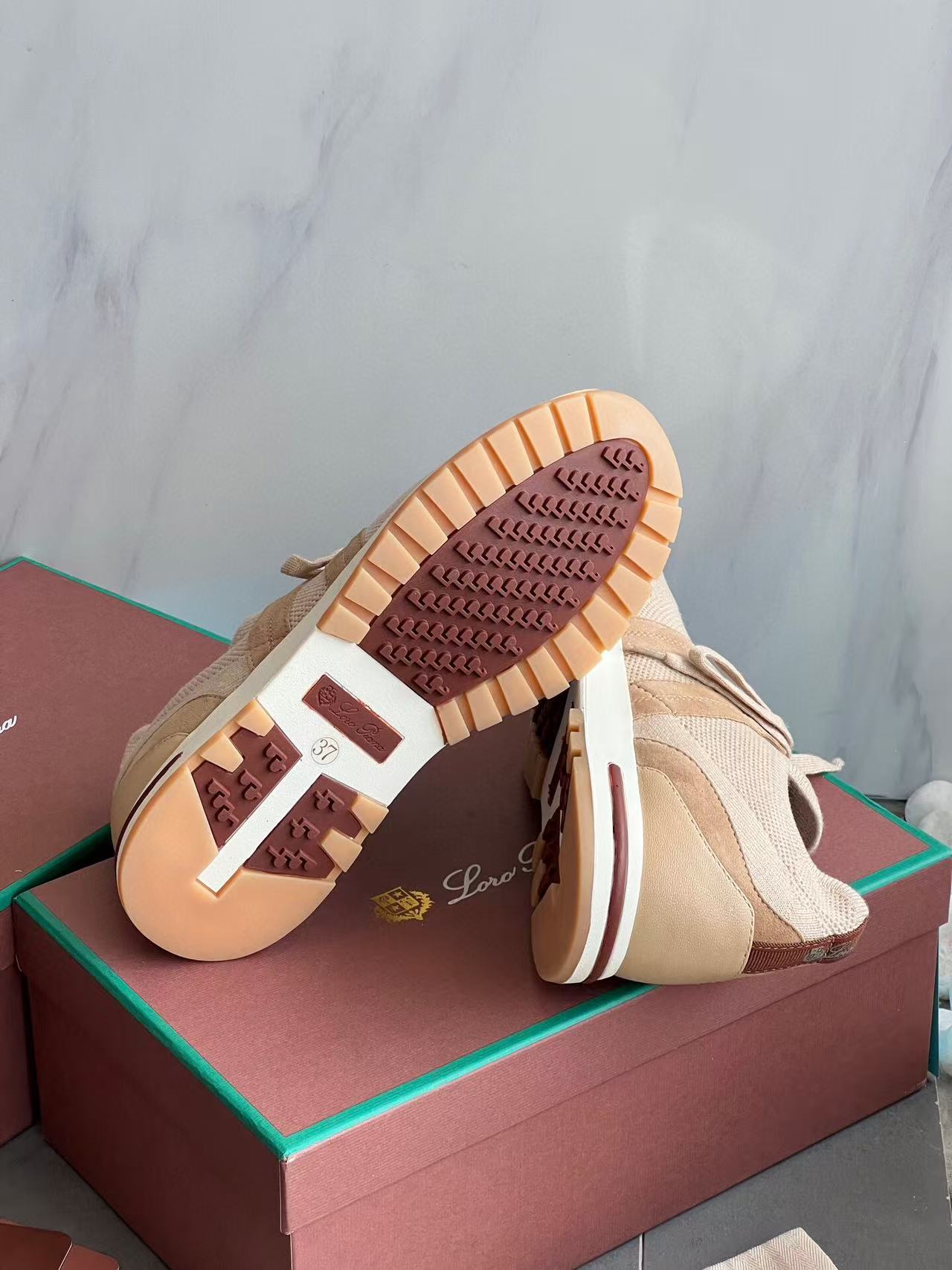 LP Lady Flexy Walk Sneaker Light Brown Wool Leather