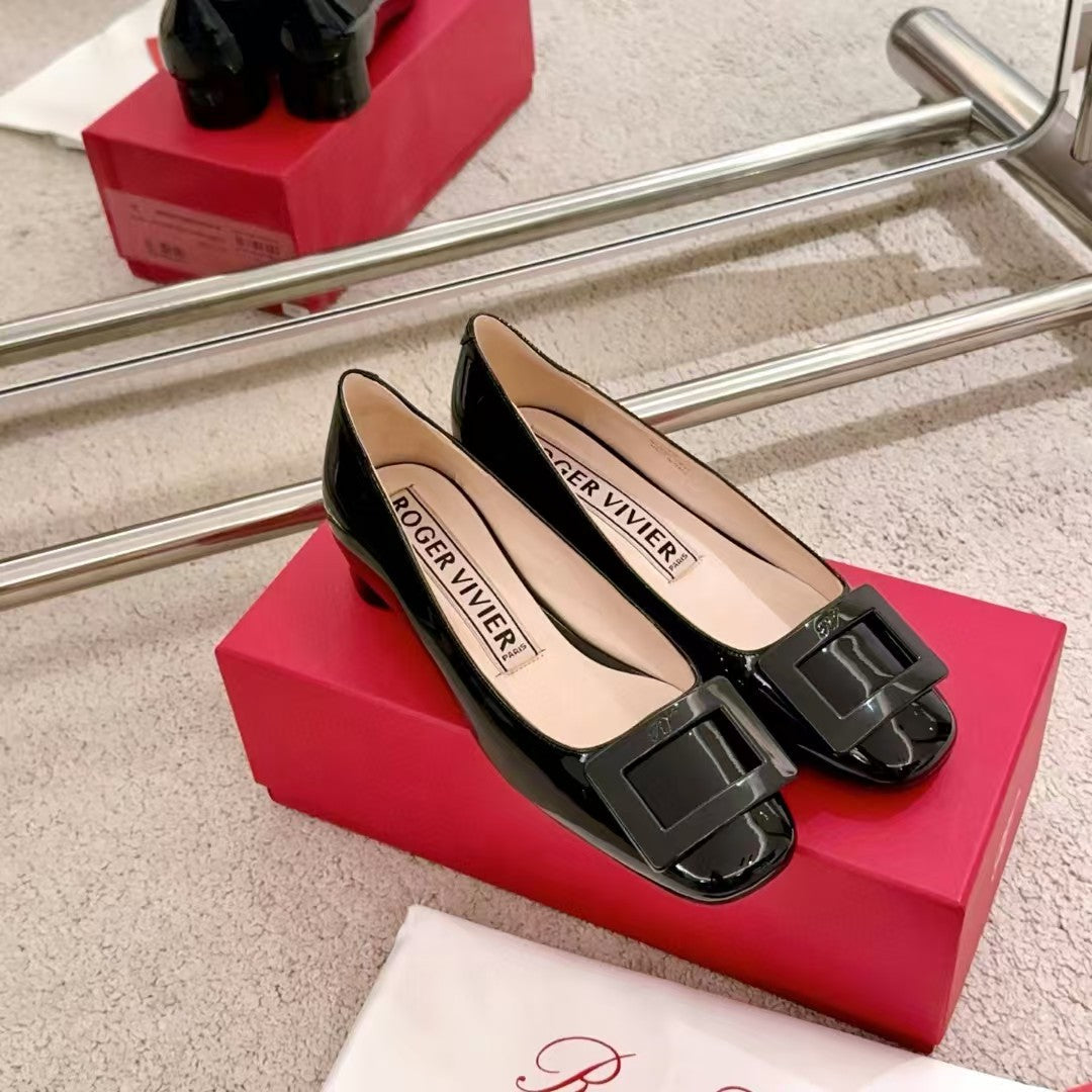 Viv Ballerina Shoes Black Patent-Leather